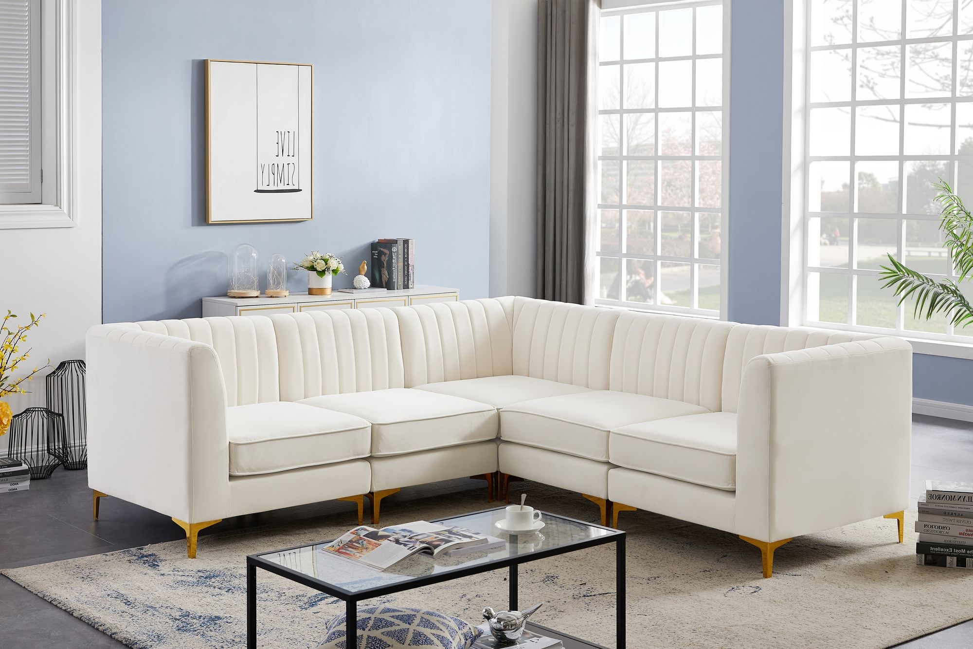 Alina 93" 5-Piece Velvet Modular Sectional