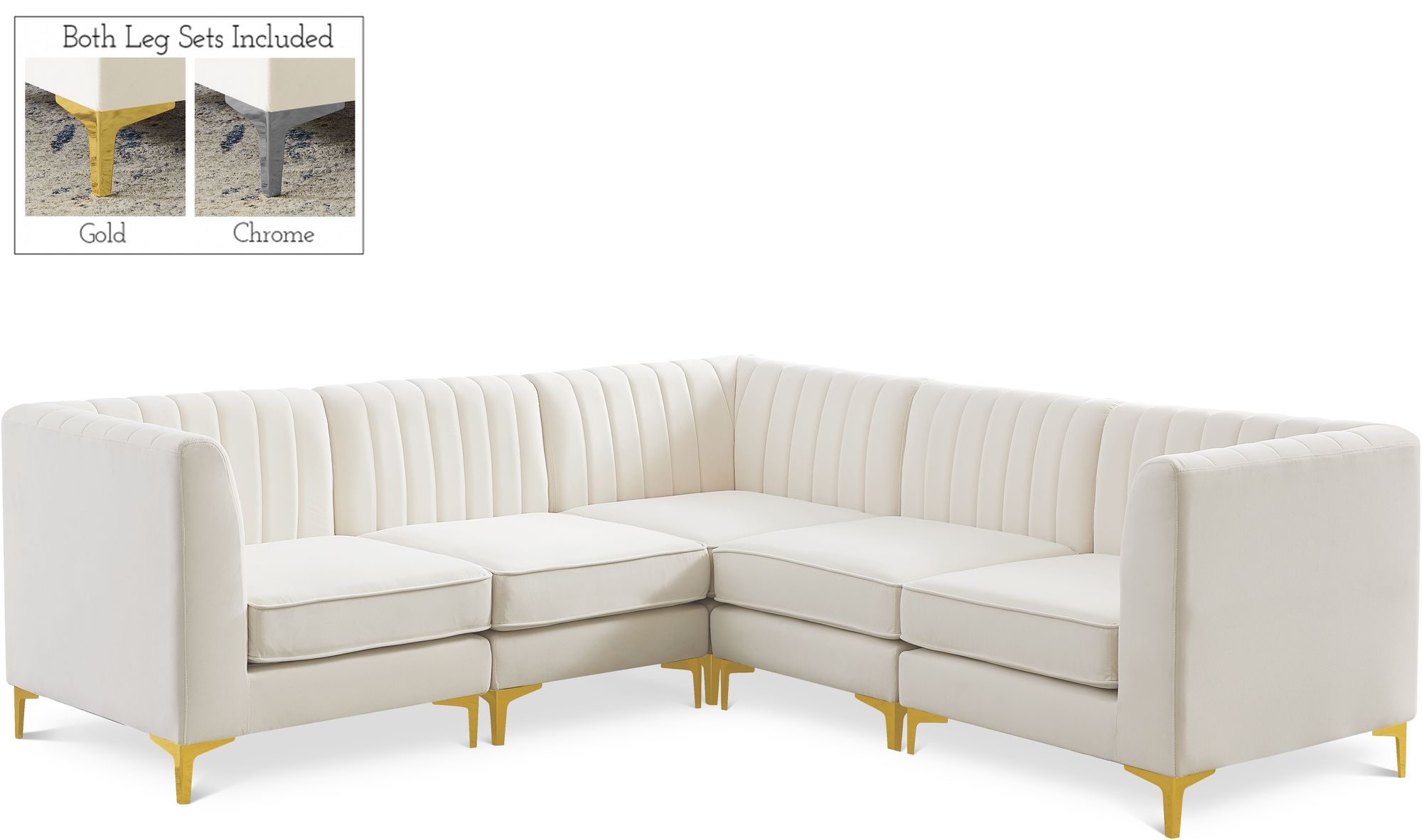 Alina 93" 5-Piece Velvet Modular Sectional