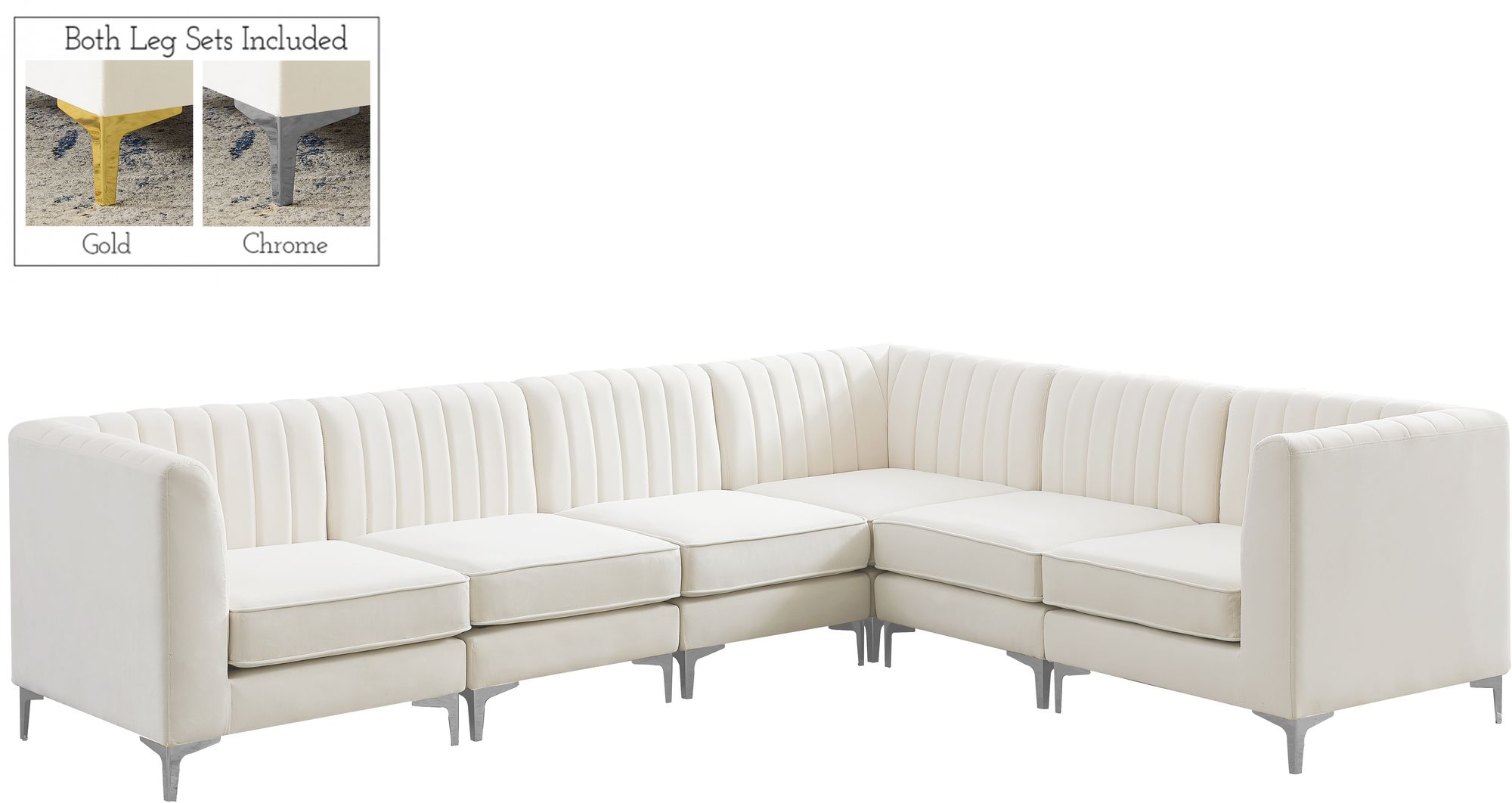 Alina 119" 6-Piece Velvet Modular Sectional