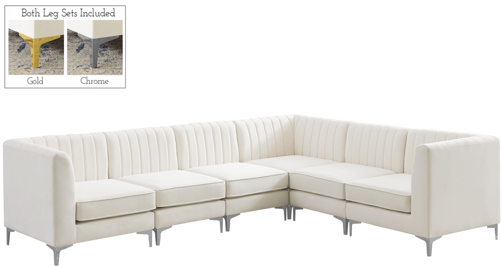 Alina 119" 6-Piece Velvet Modular Sectional