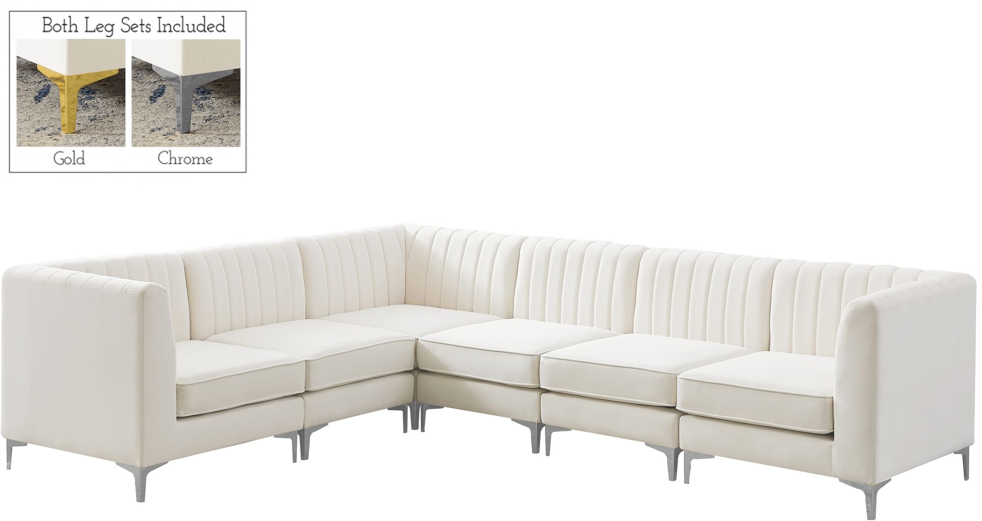Alina 119" 6-Piece Velvet Modular Sectional