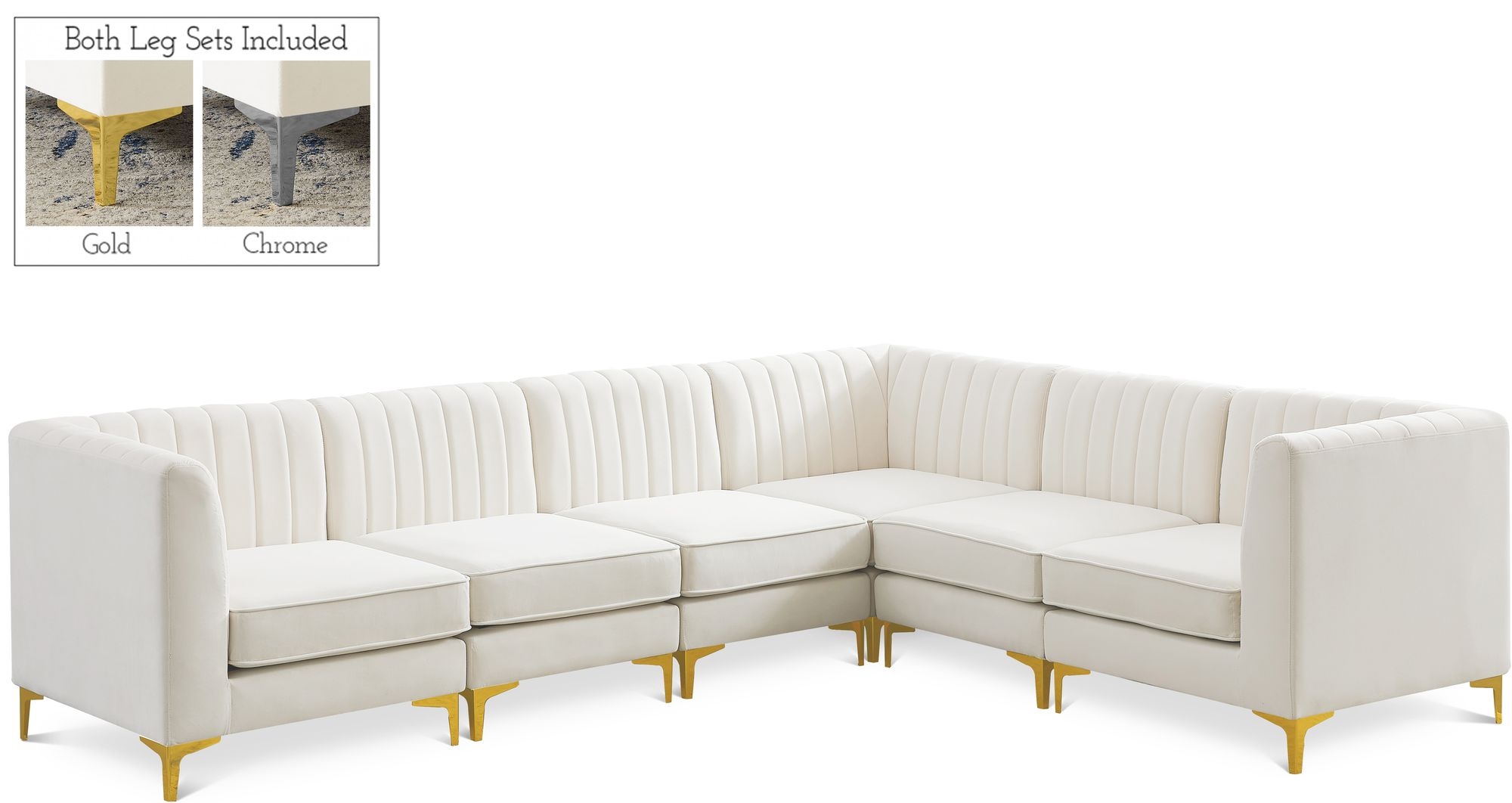 Alina 119" 6-Piece Velvet Modular Sectional