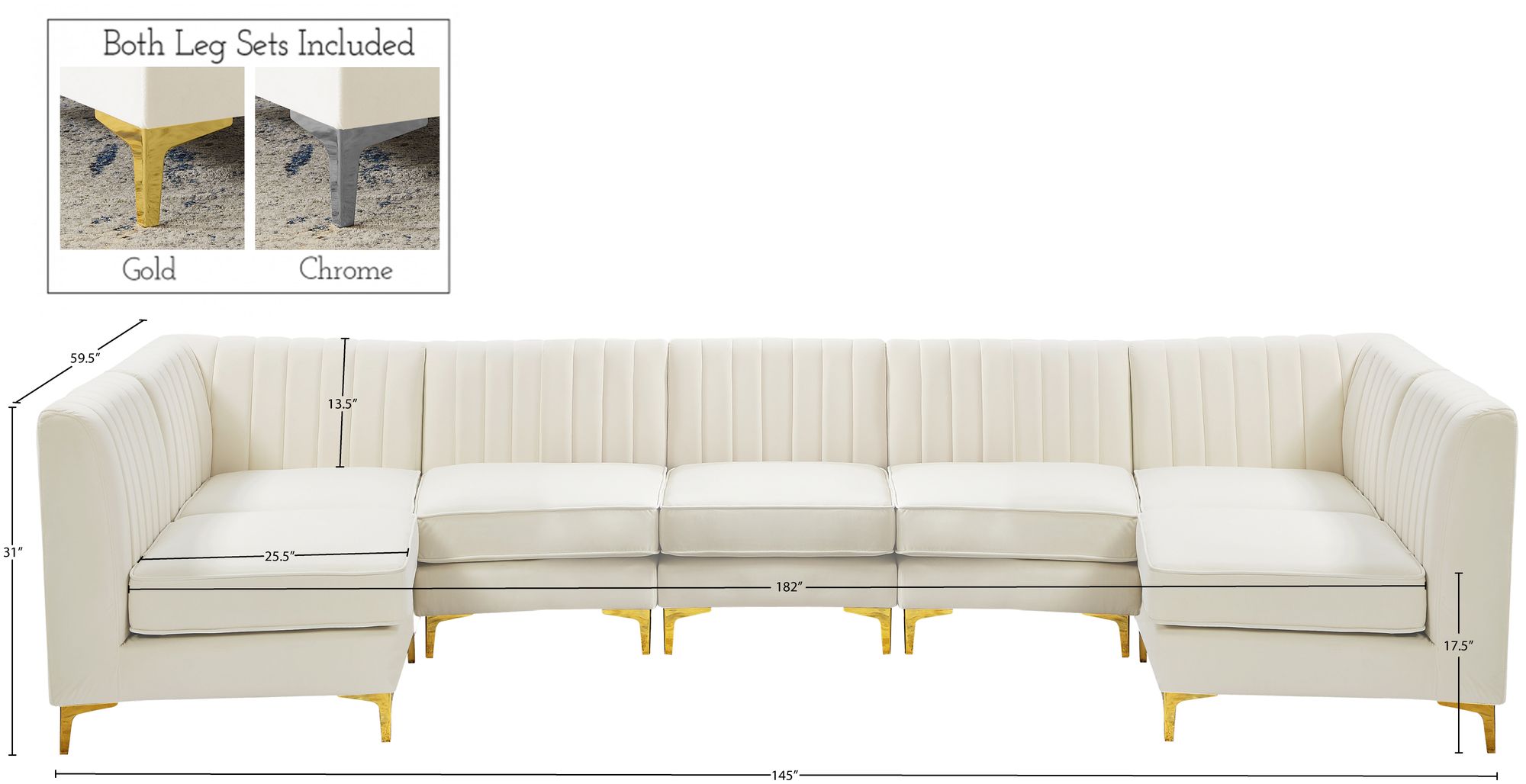 Alina 145" 7-Piece Velvet Modular Sectional