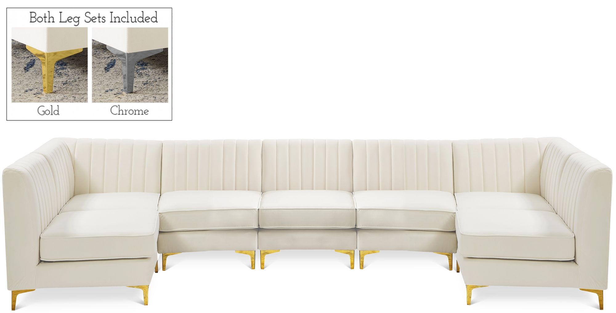 Alina 145" 7-Piece Velvet Modular Sectional