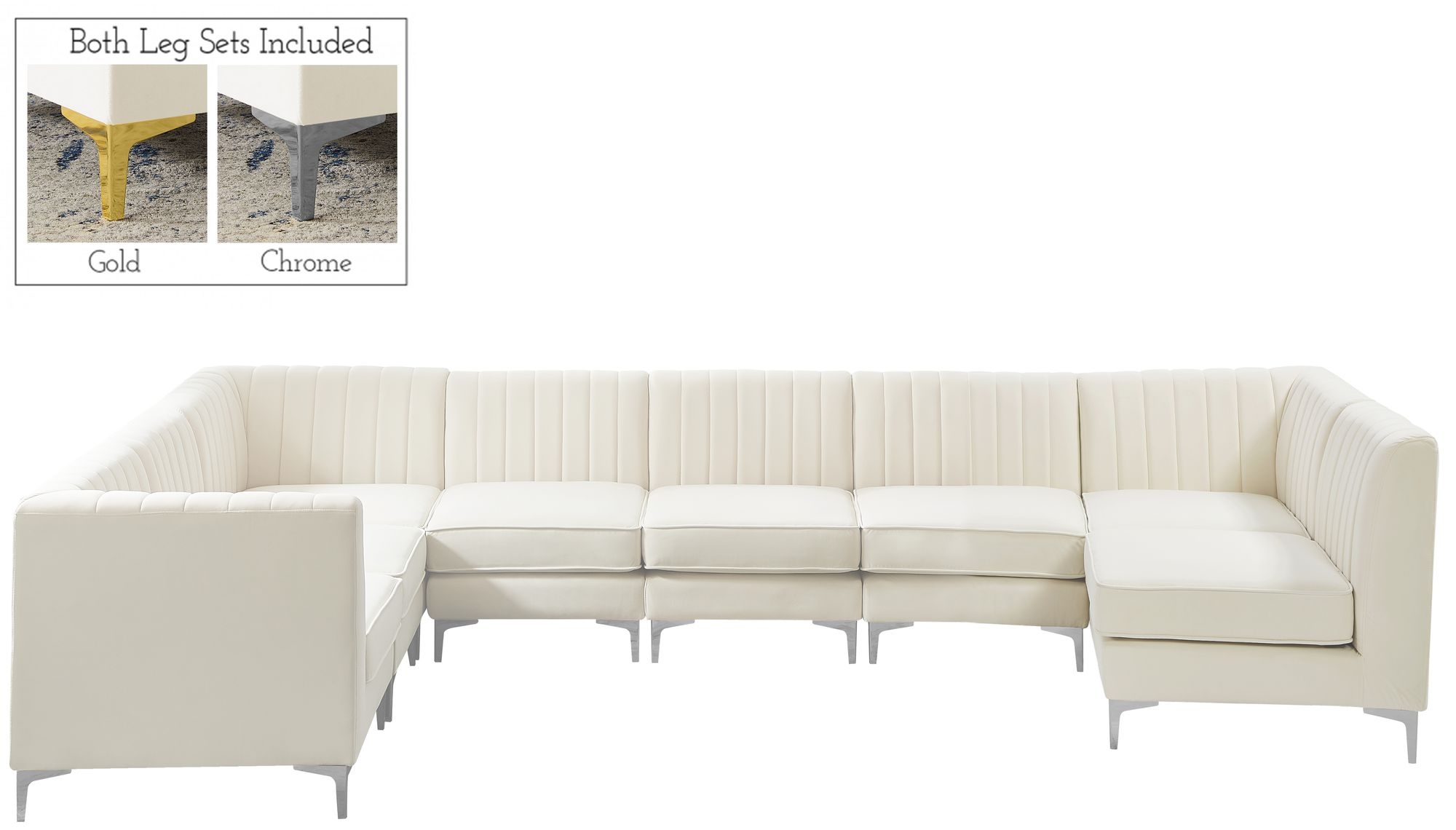 Alina 119" x 119" 8-Piece Velvet Modular Sectional