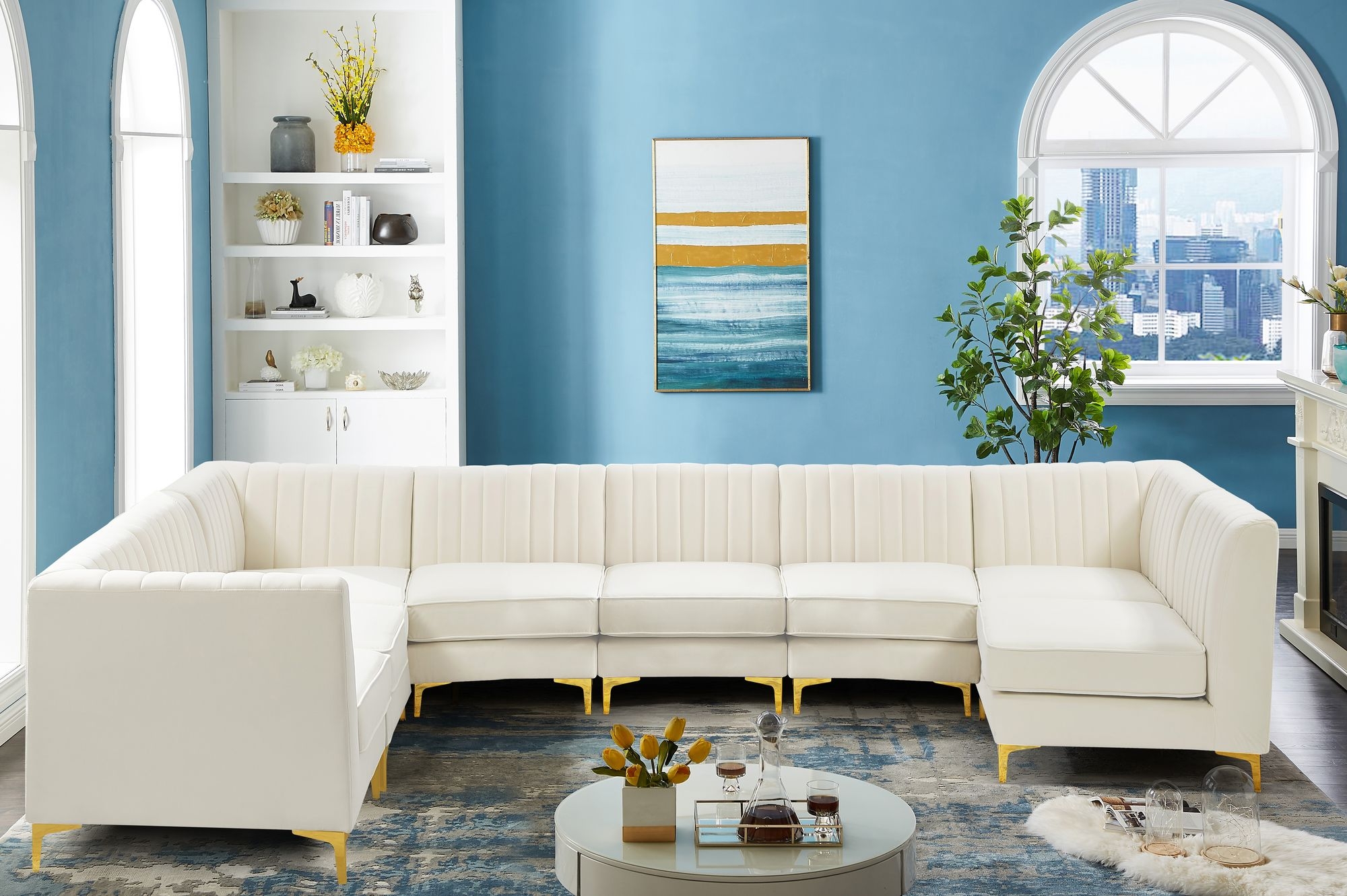 Alina 119" x 119" 8-Piece Velvet Modular Sectional