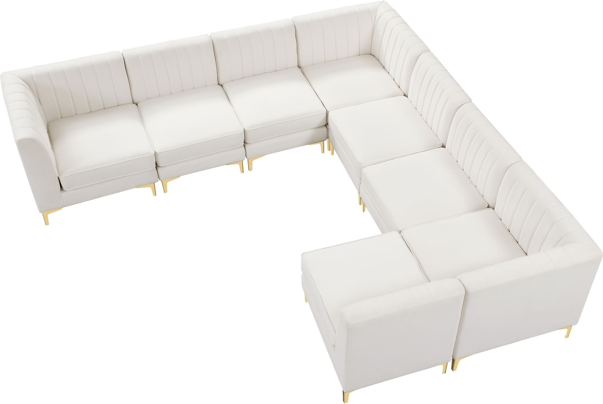 Alina 119" x 119" 8-Piece Velvet Modular Sectional