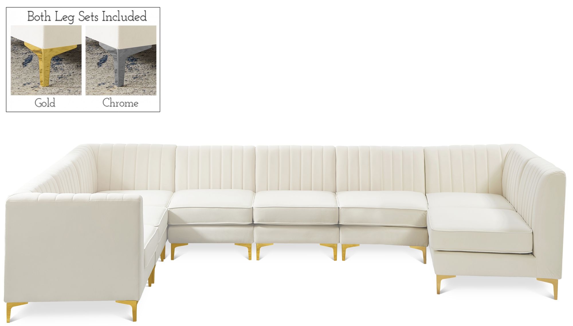Alina 119" x 119" 8-Piece Velvet Modular Sectional