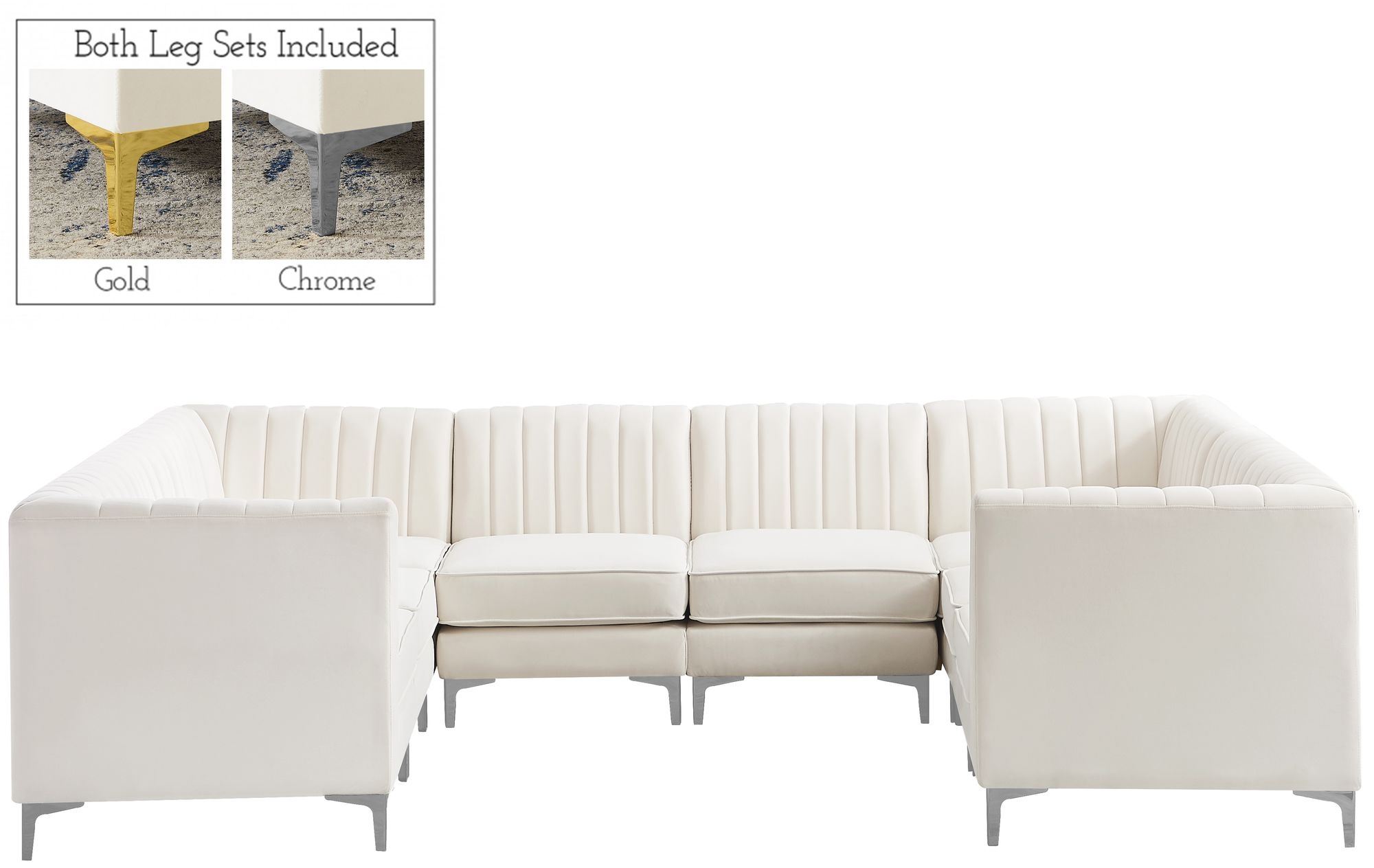 Alina 119" x 93" 8-Piece Velvet Modular Sectional