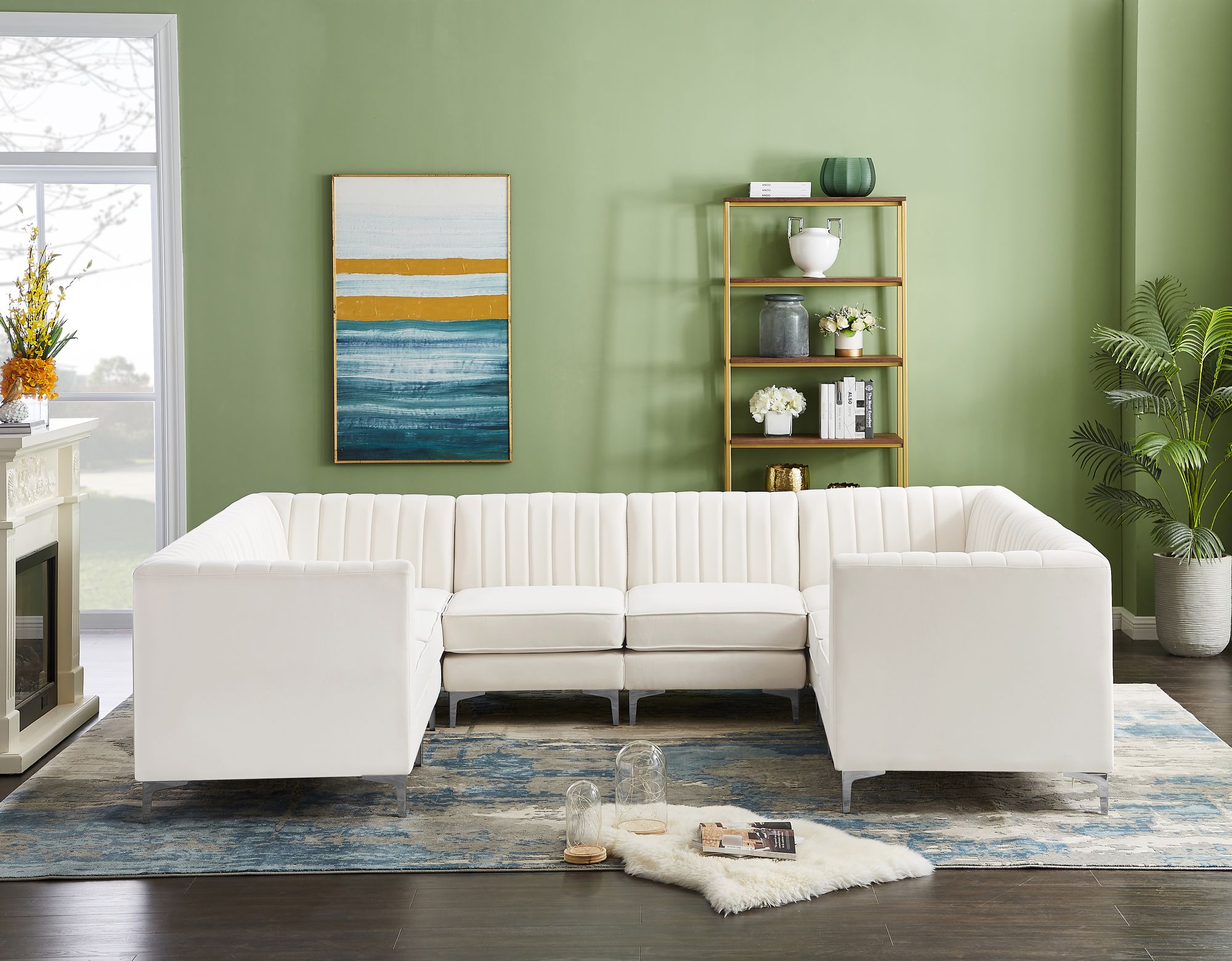 Alina 119" x 93" 8-Piece Velvet Modular Sectional