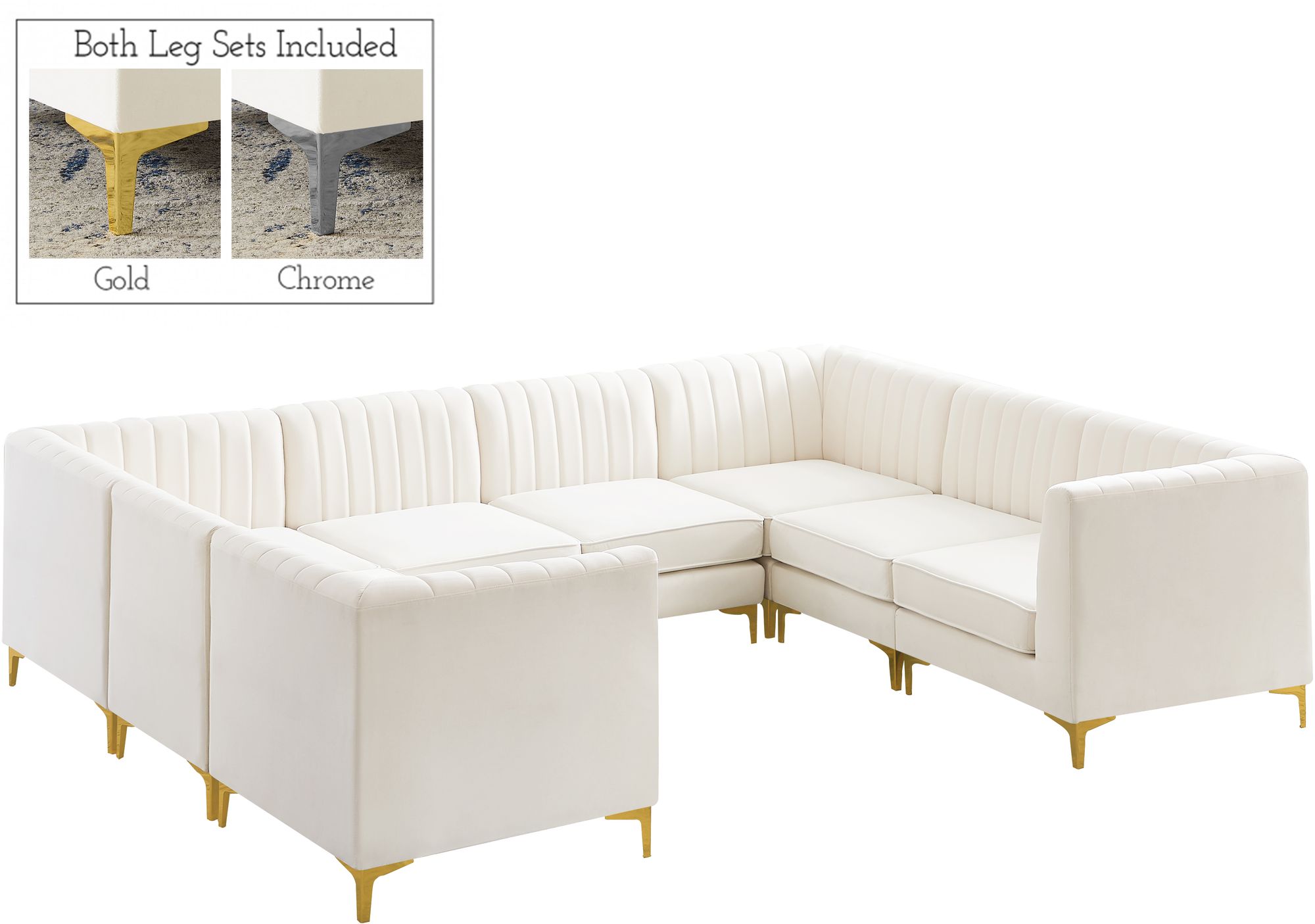 Alina 119" x 93" 8-Piece Velvet Modular Sectional