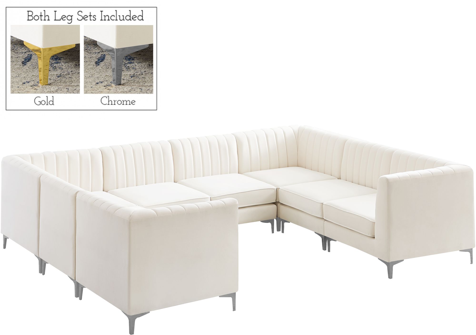 Alina 119" x 93" 8-Piece Velvet Modular Sectional