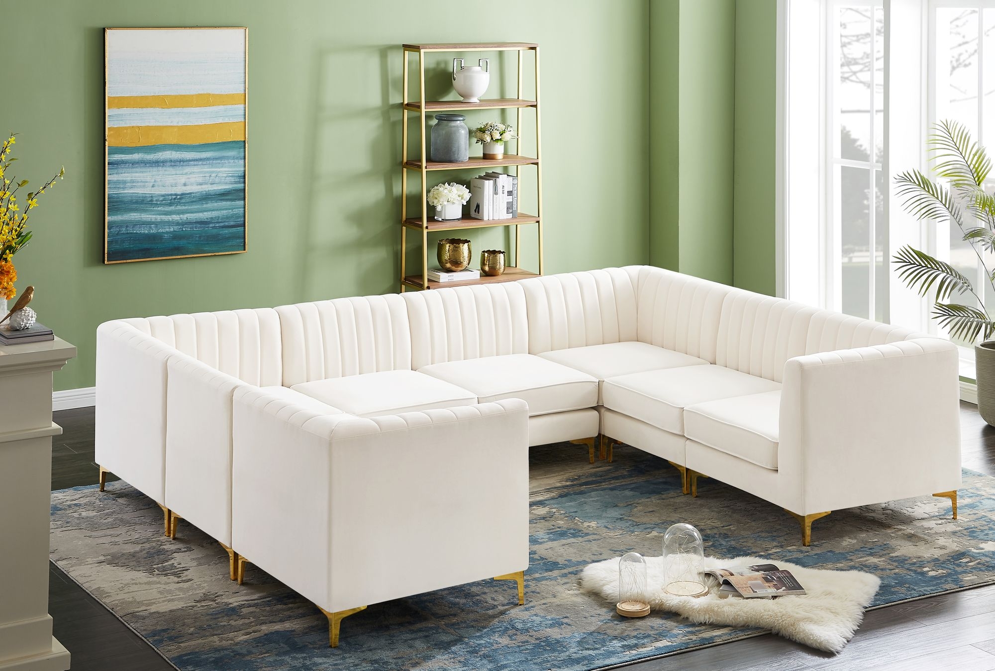 Alina 119" x 93" 8-Piece Velvet Modular Sectional