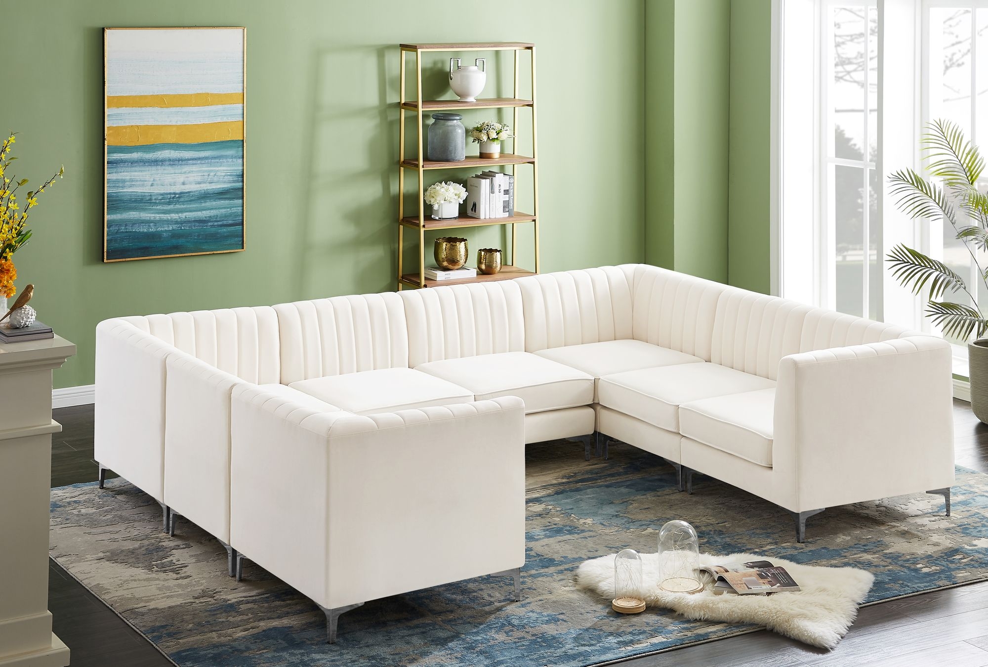 Alina 119" x 93" 8-Piece Velvet Modular Sectional