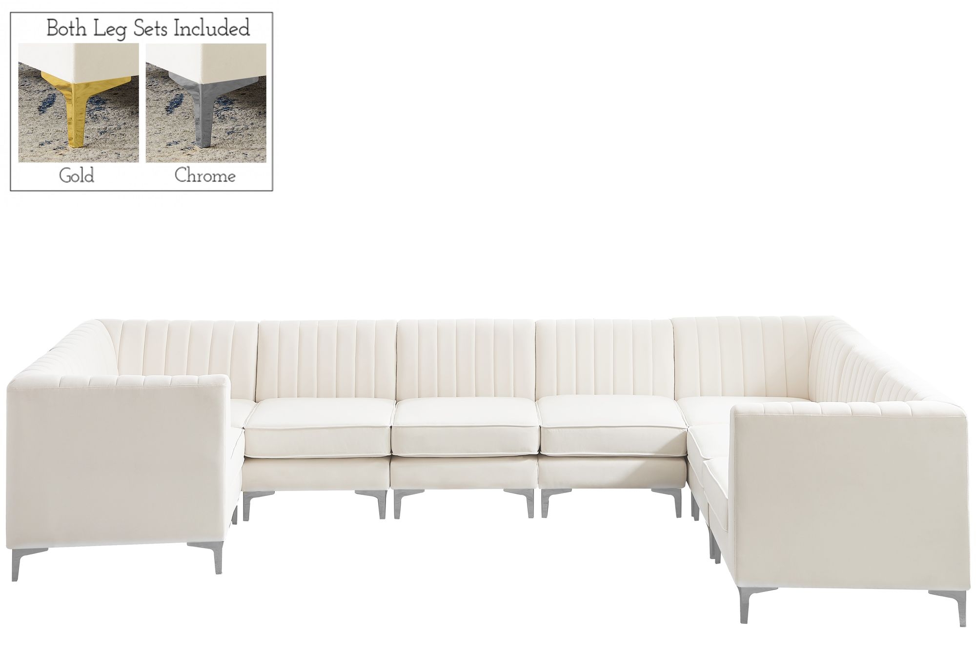 Alina 145" x 93" 8-Piece Velvet Modular Sectional