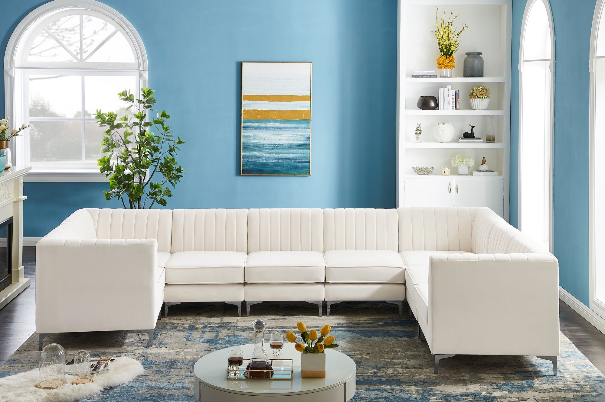 Alina 145" x 93" 8-Piece Velvet Modular Sectional