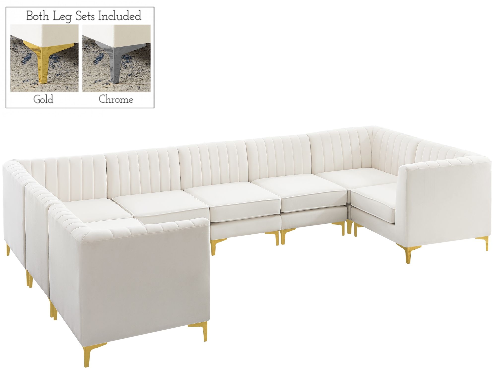 Alina 145" x 93" 8-Piece Velvet Modular Sectional