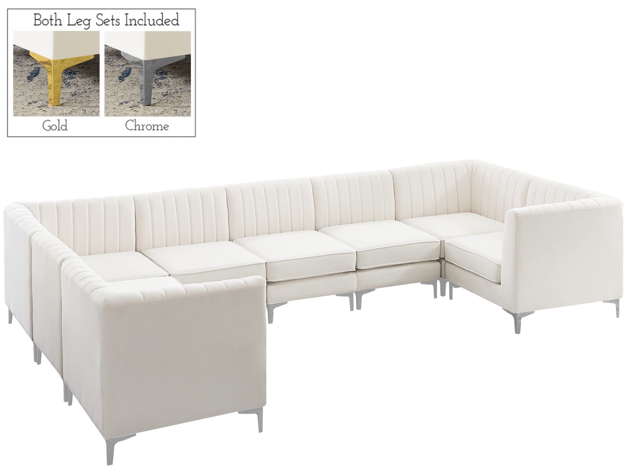 Alina 145" x 93" 8-Piece Velvet Modular Sectional
