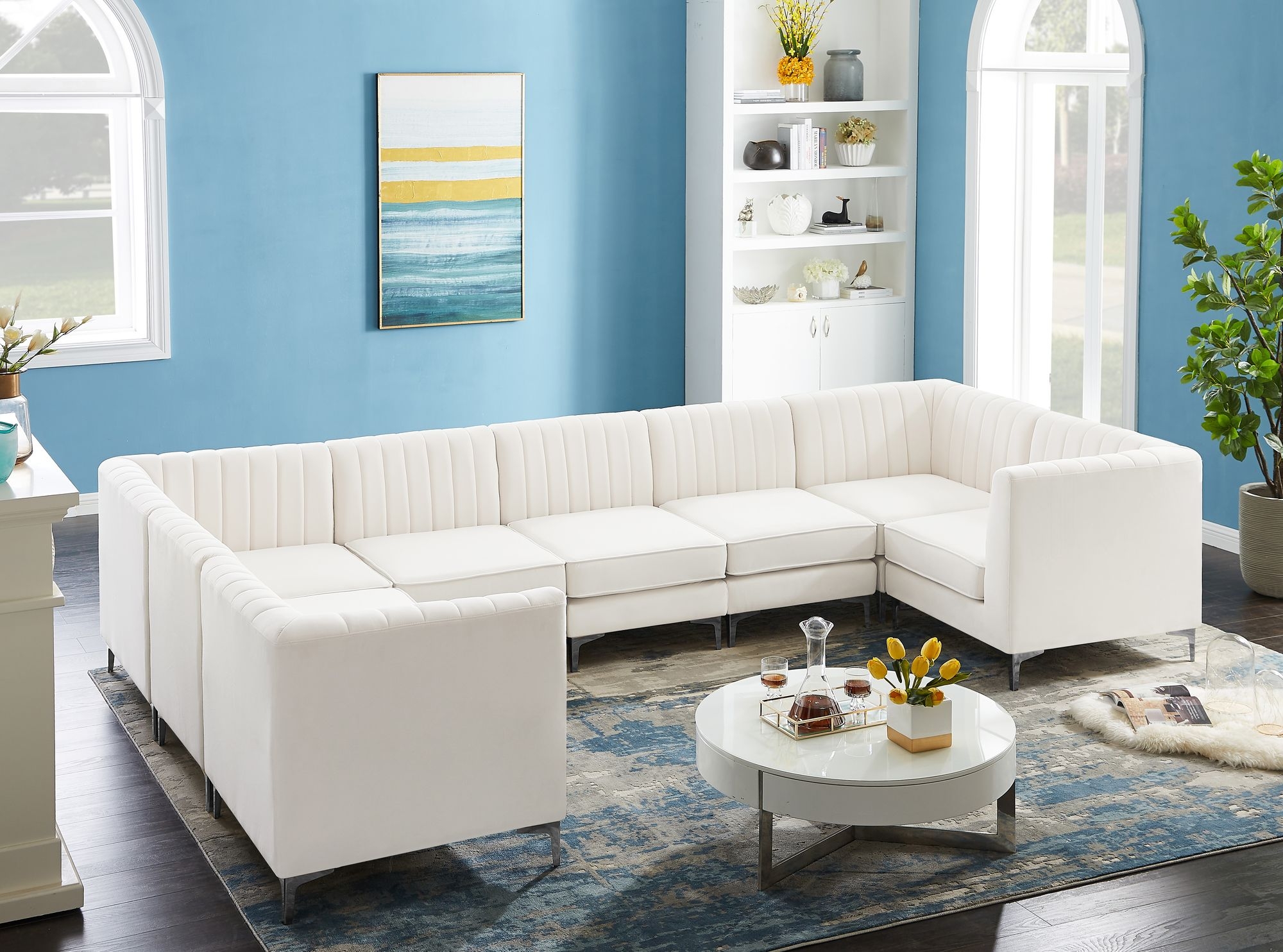 Alina 145" x 93" 8-Piece Velvet Modular Sectional