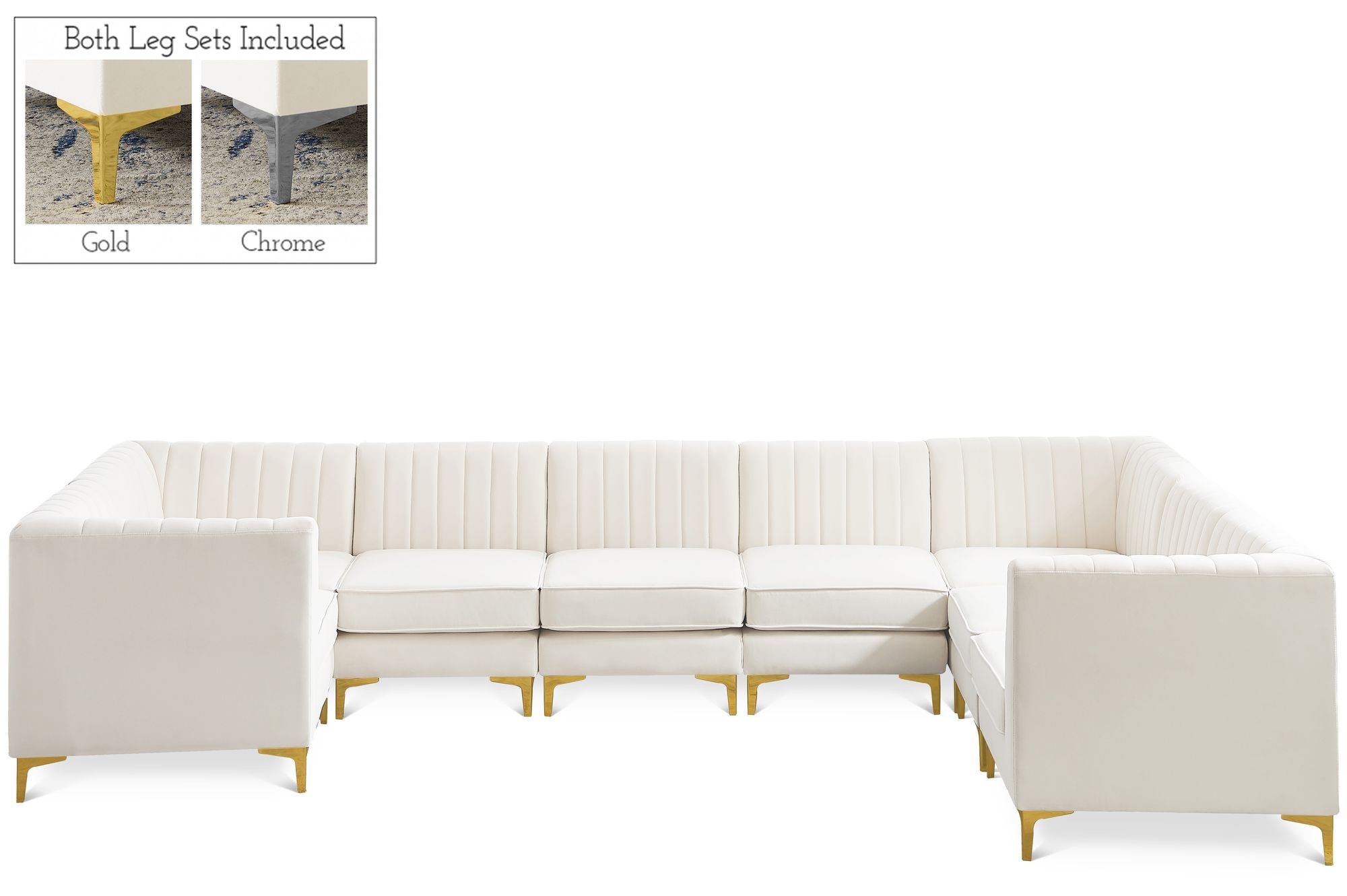 Alina 145" x 93" 8-Piece Velvet Modular Sectional