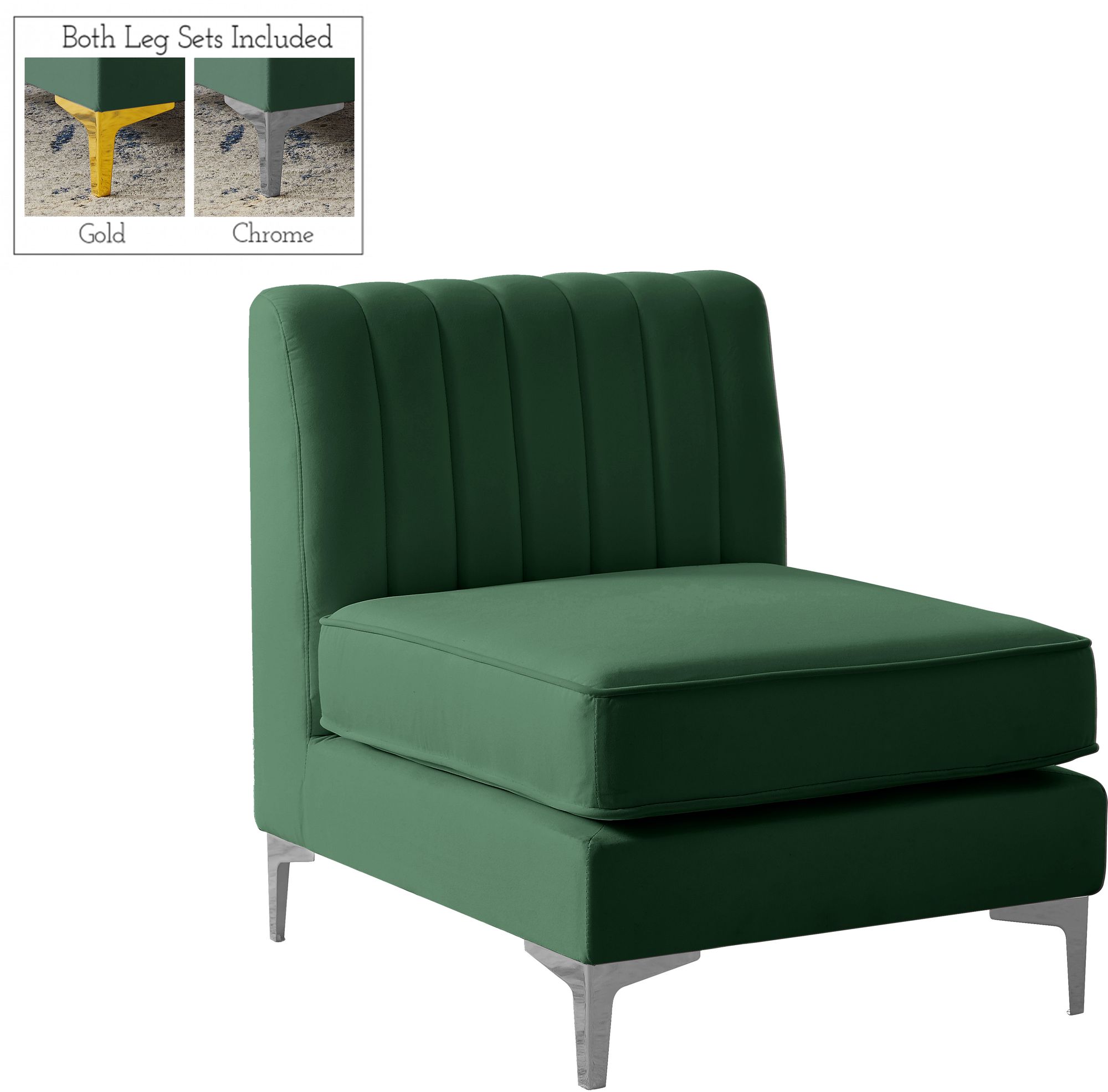 Alina Velvet Modular Armless Chair