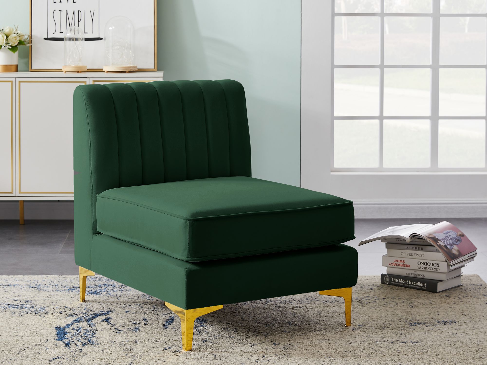 Alina Velvet Modular Armless Chair