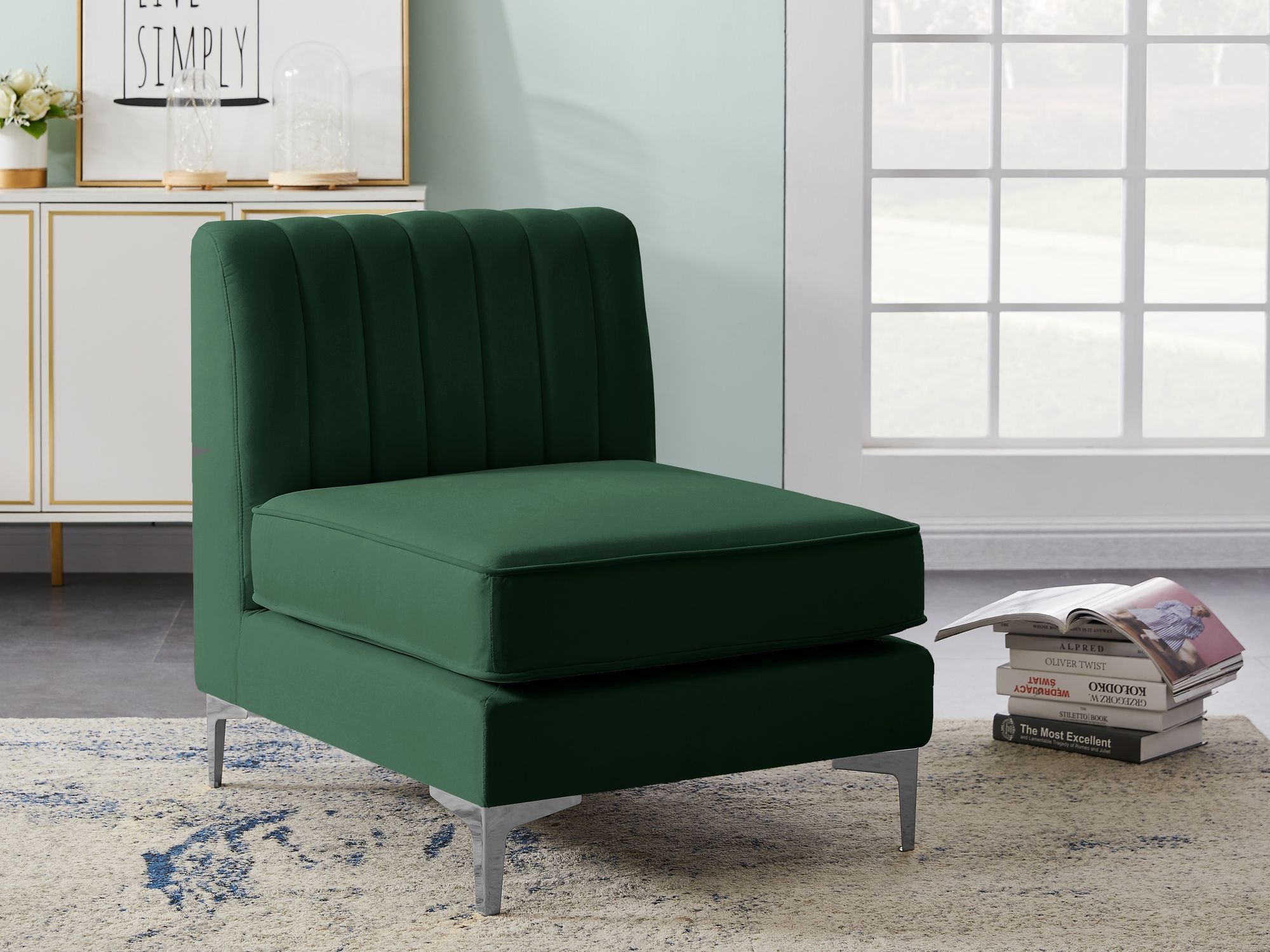 Alina Velvet Modular Armless Chair