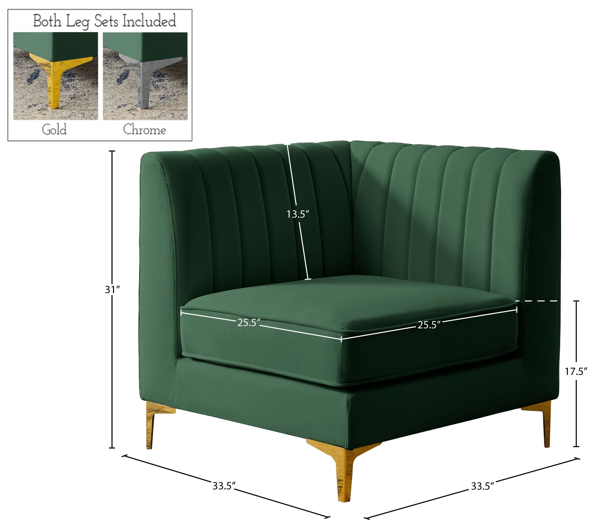 Alina Velvet Modular Corner Chair
