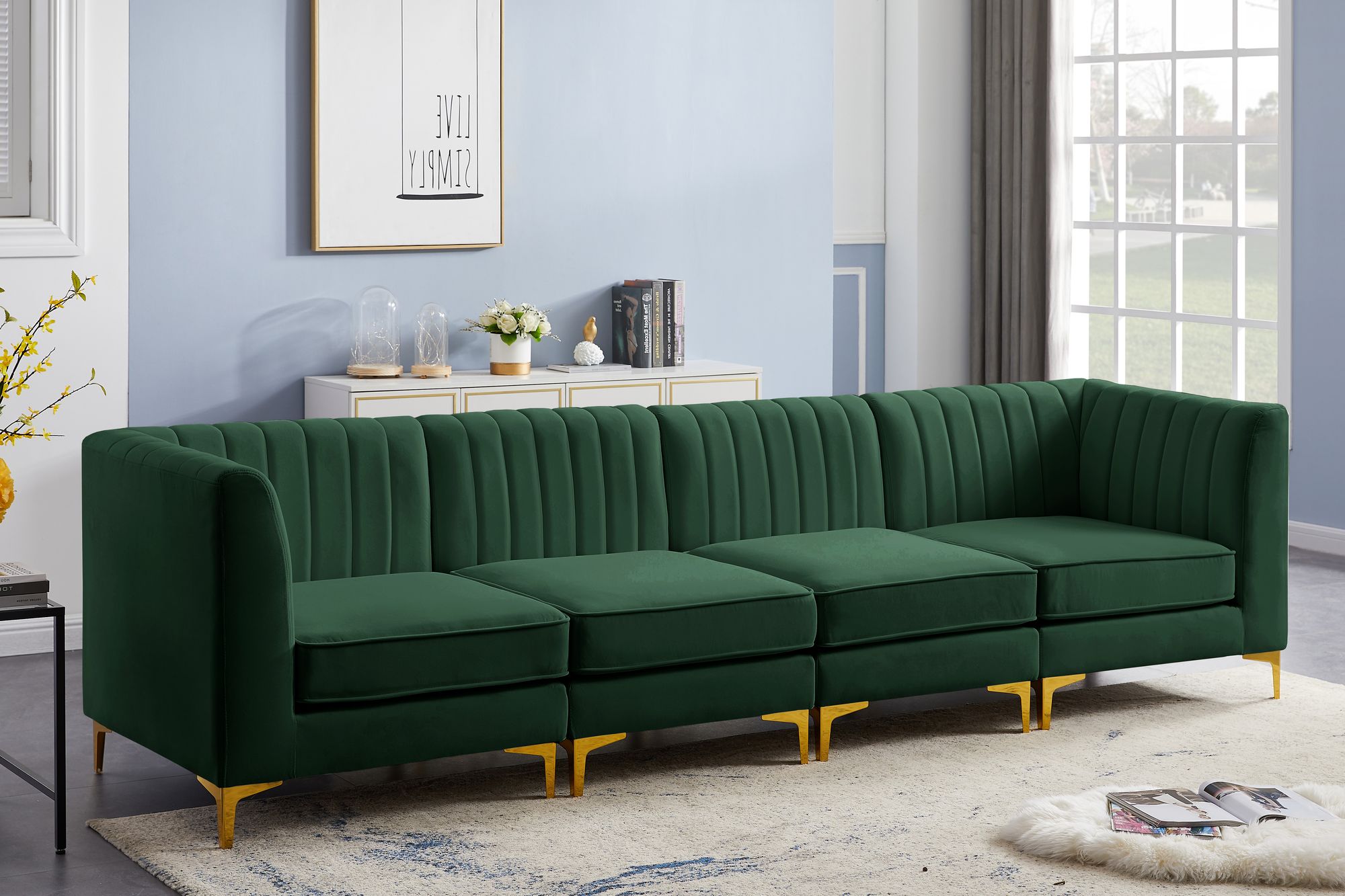Alina 119" Velvet Modular Sofa