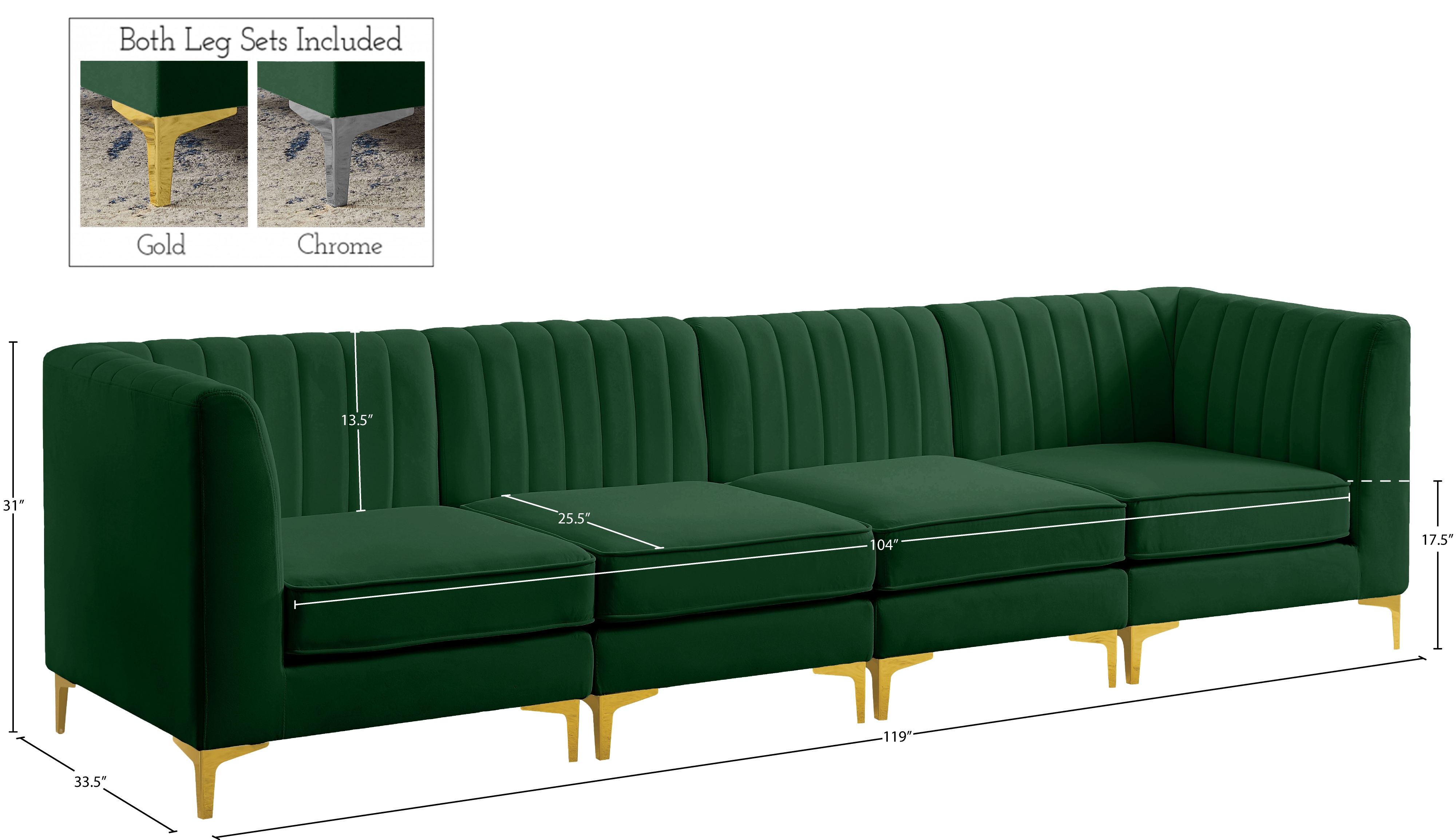 Alina 119" Velvet Modular Sofa