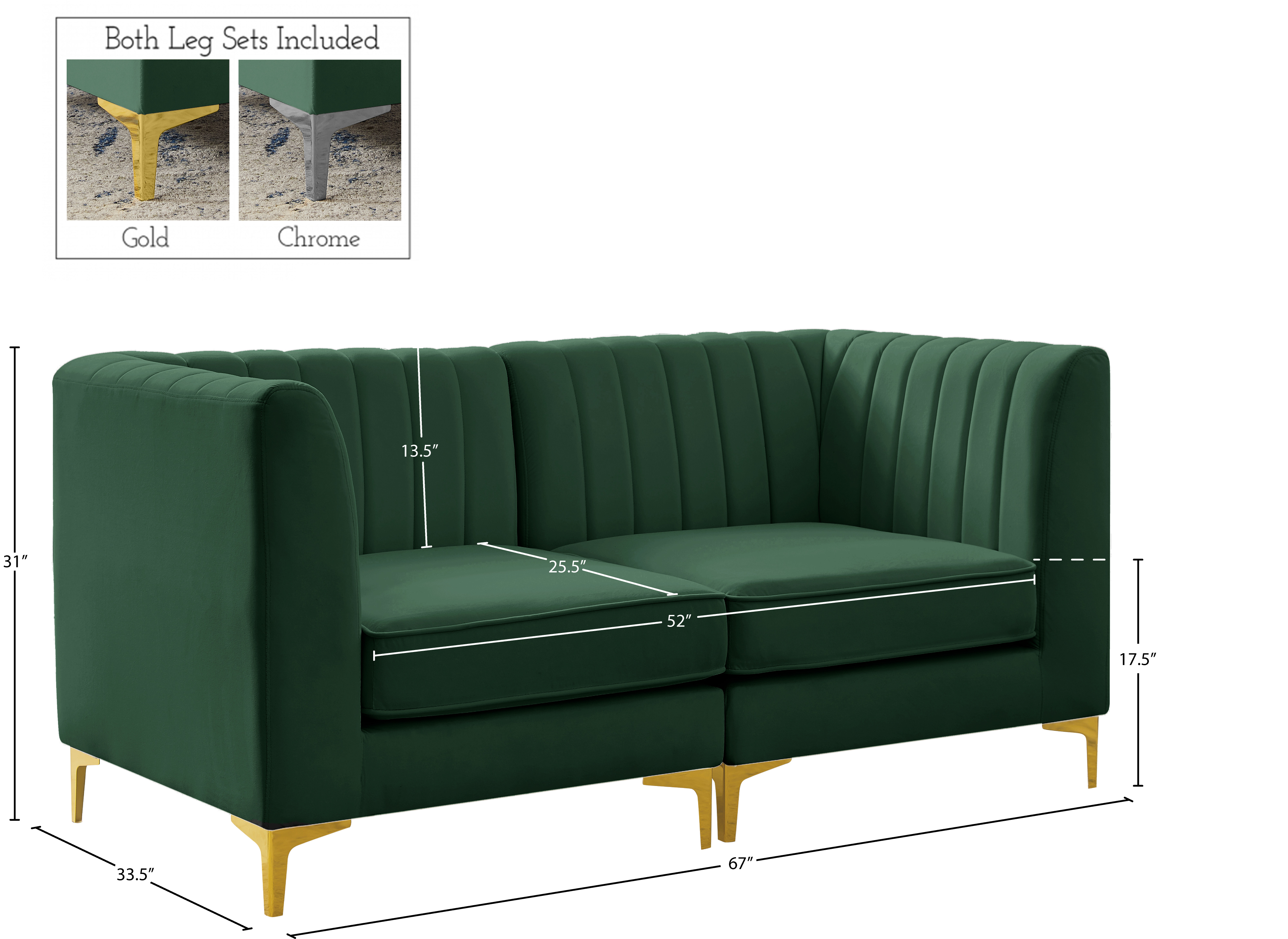 Alina 67" Velvet Modular Sofa