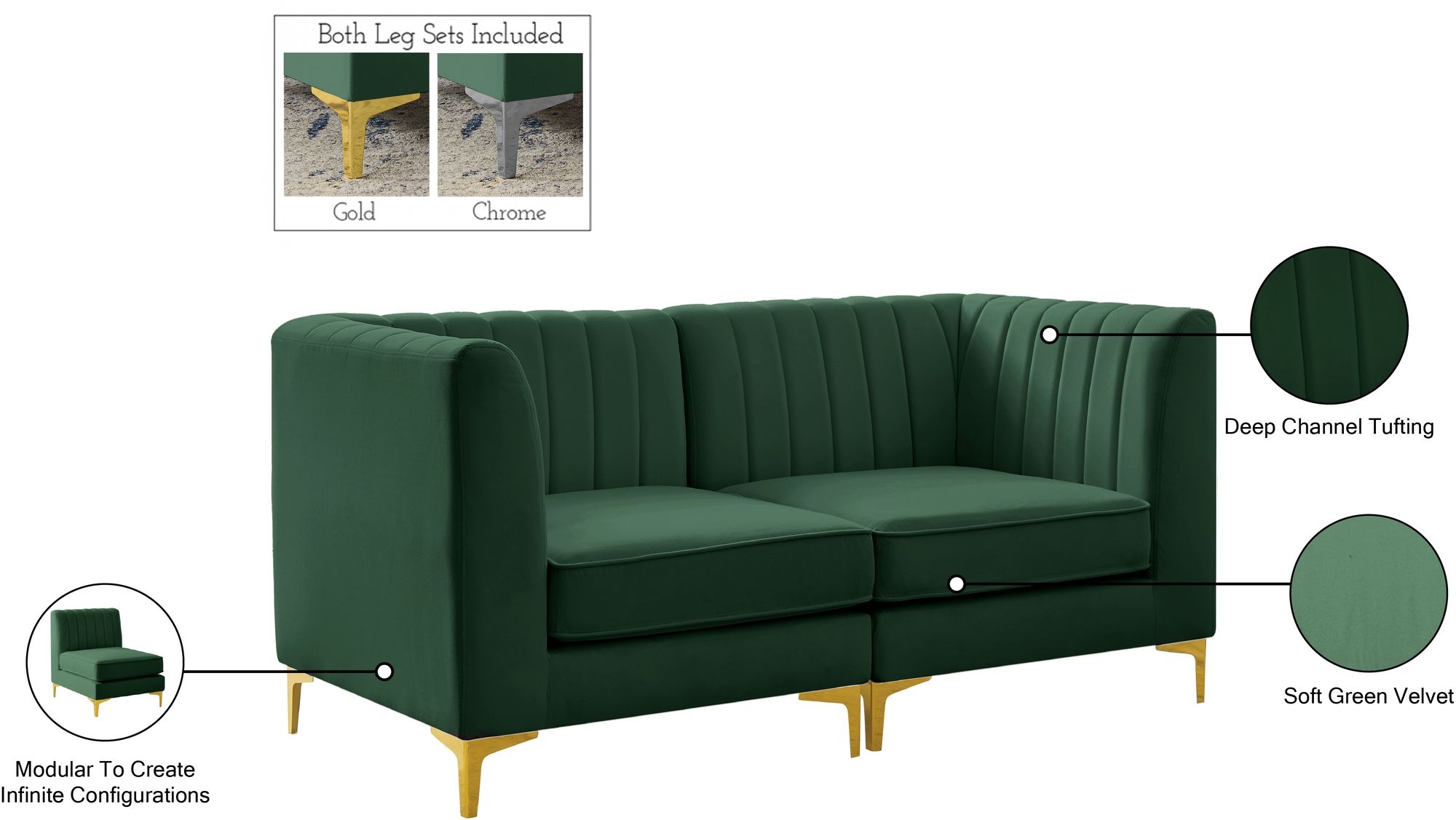 Alina 67" Velvet Modular Sofa