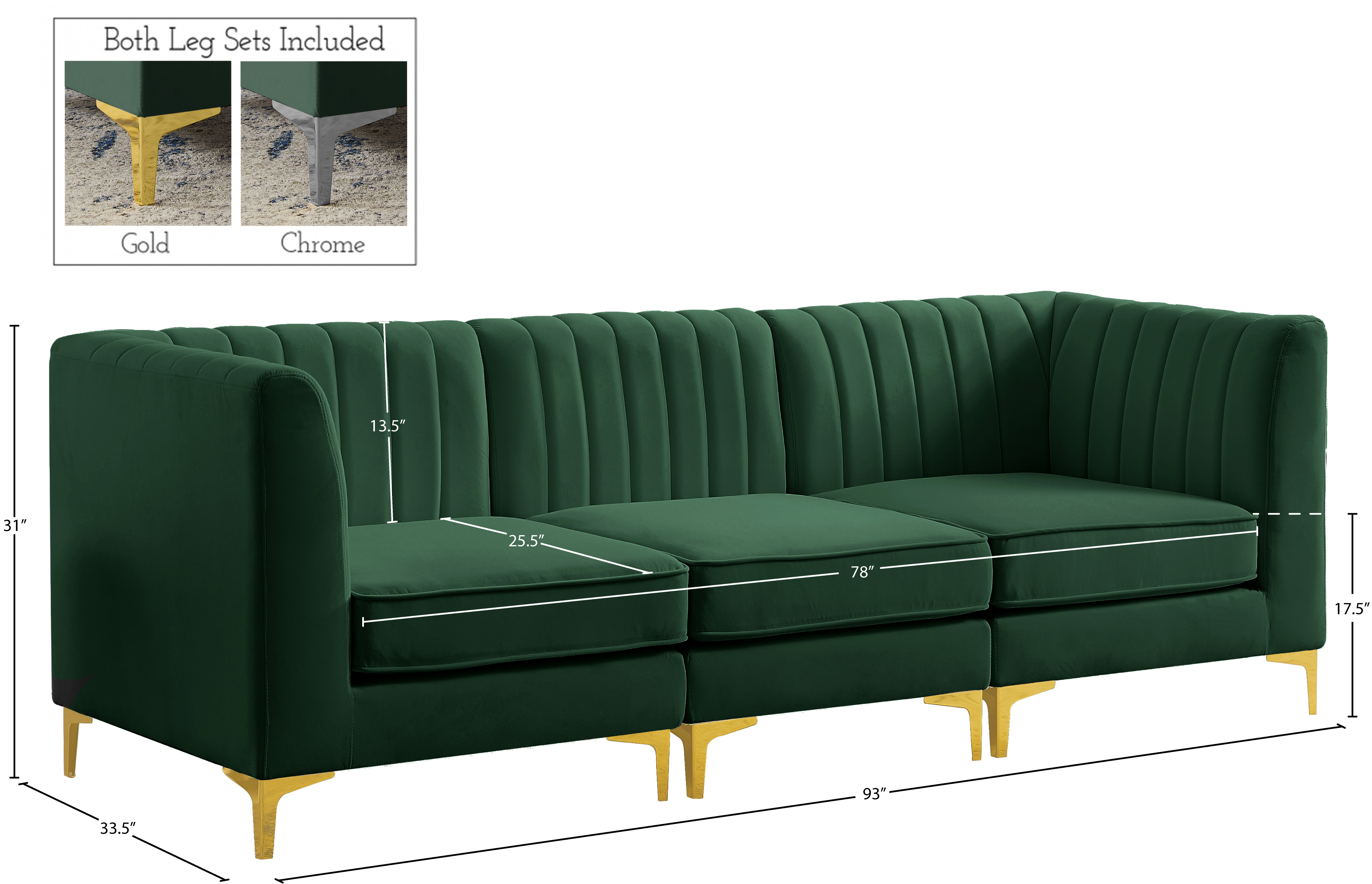 Alina 93" Velvet Modular Sofa
