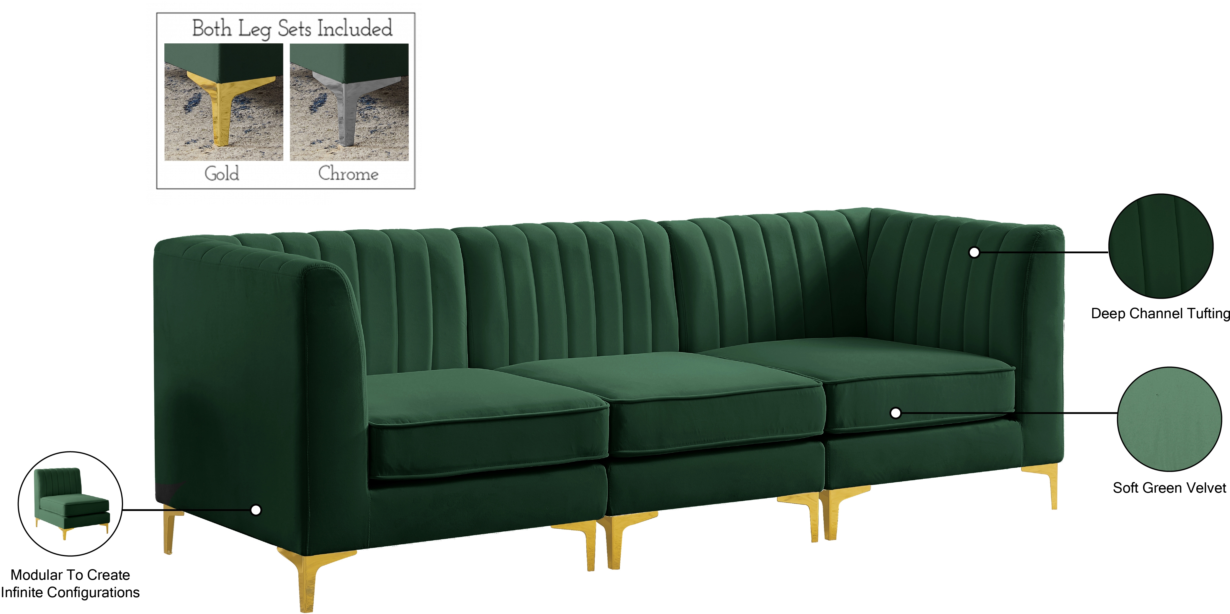 Alina 93" Velvet Modular Sofa