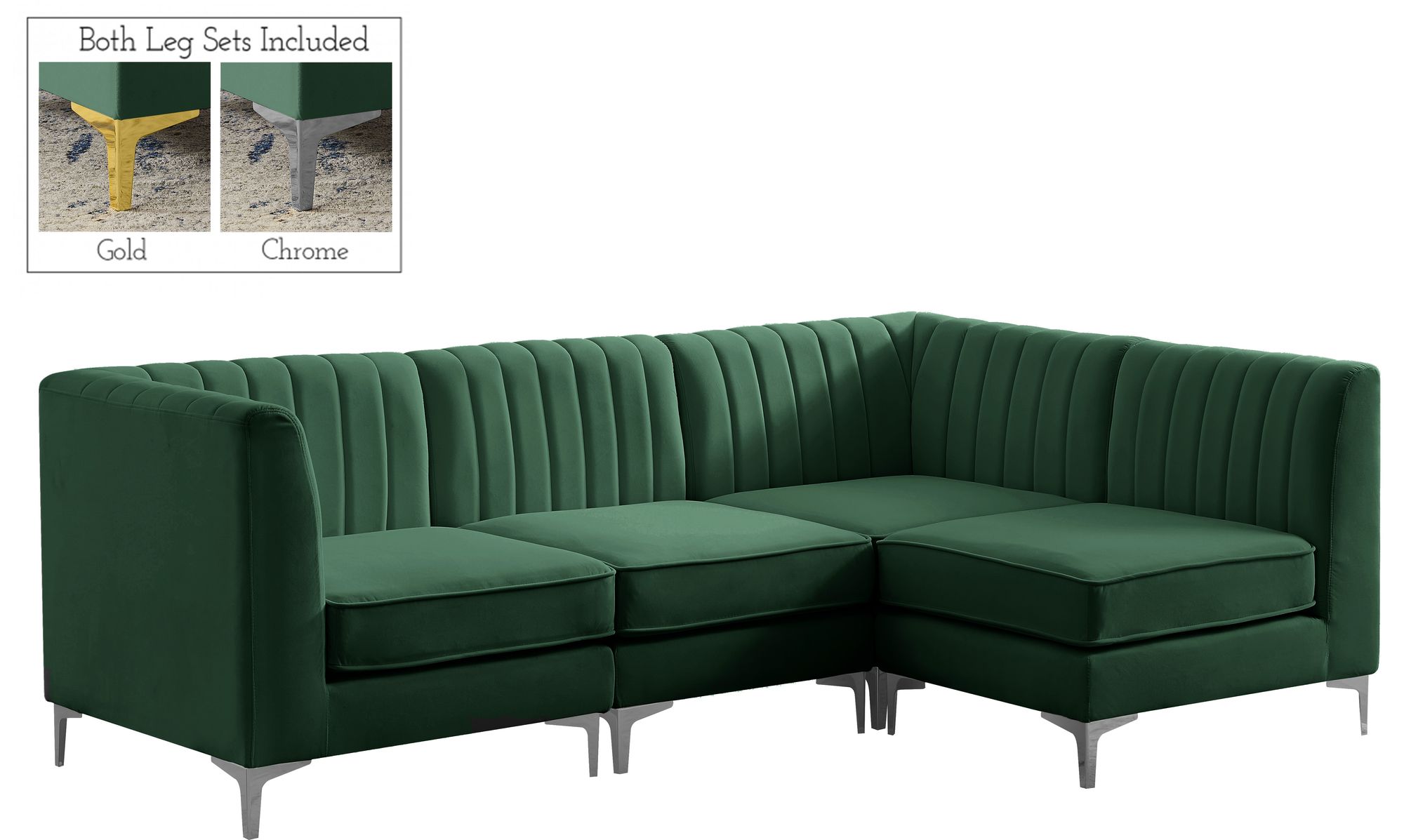 Alina 93" 4-Piece Velvet Modular Sectional