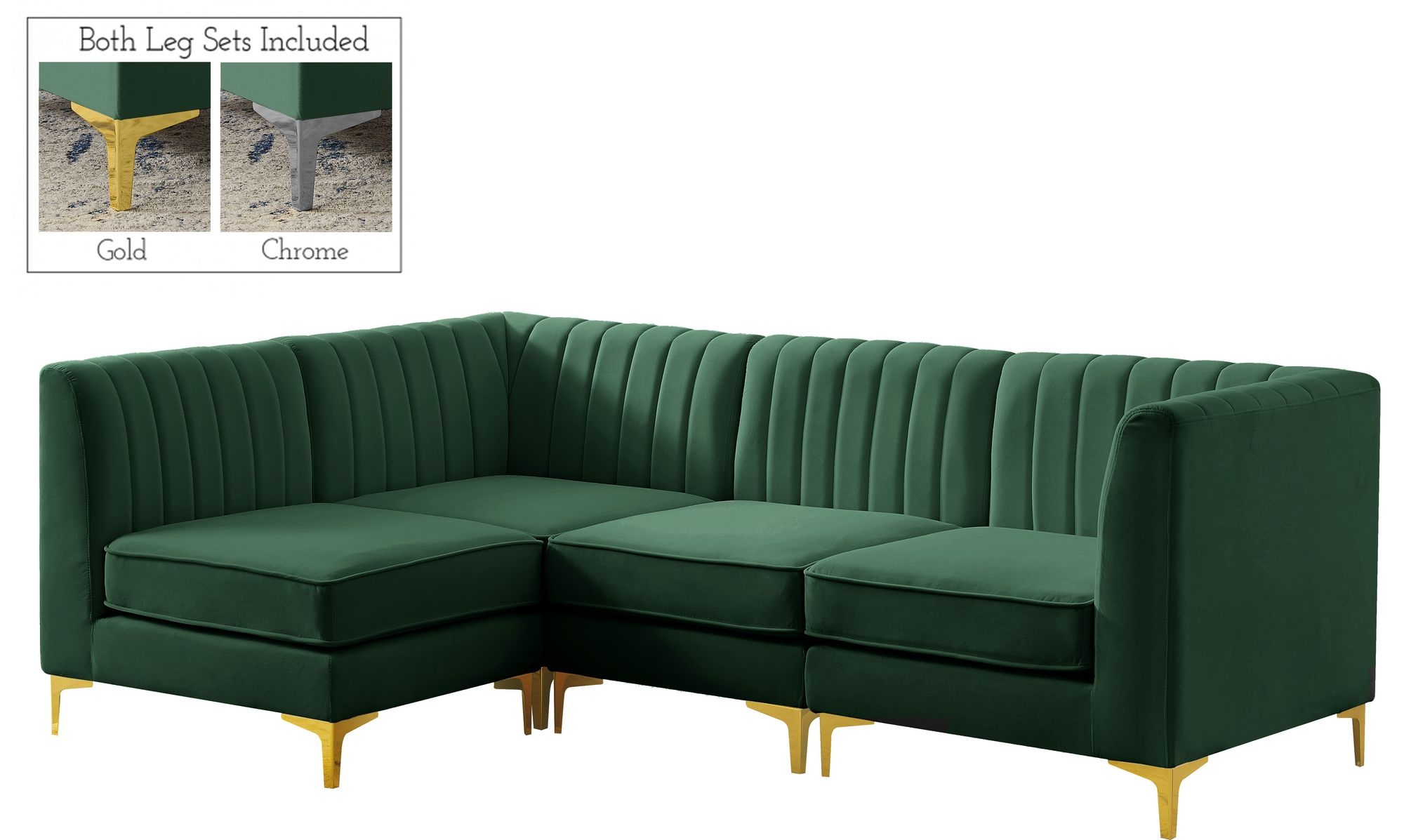 Alina 93" 4-Piece Velvet Modular Sectional