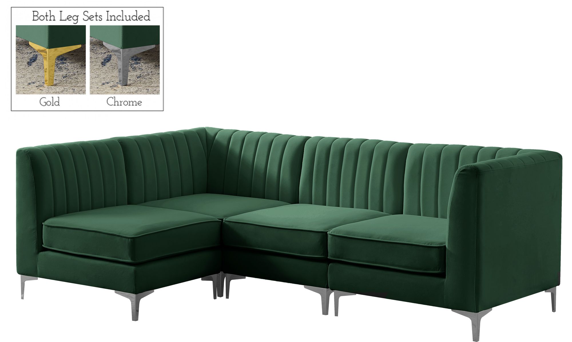 Alina 93" 4-Piece Velvet Modular Sectional