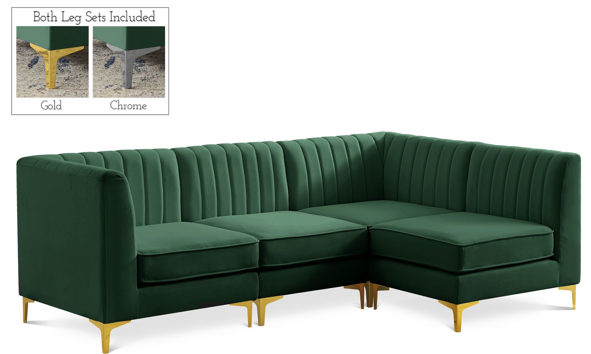 Alina 93" 4-Piece Velvet Modular Sectional