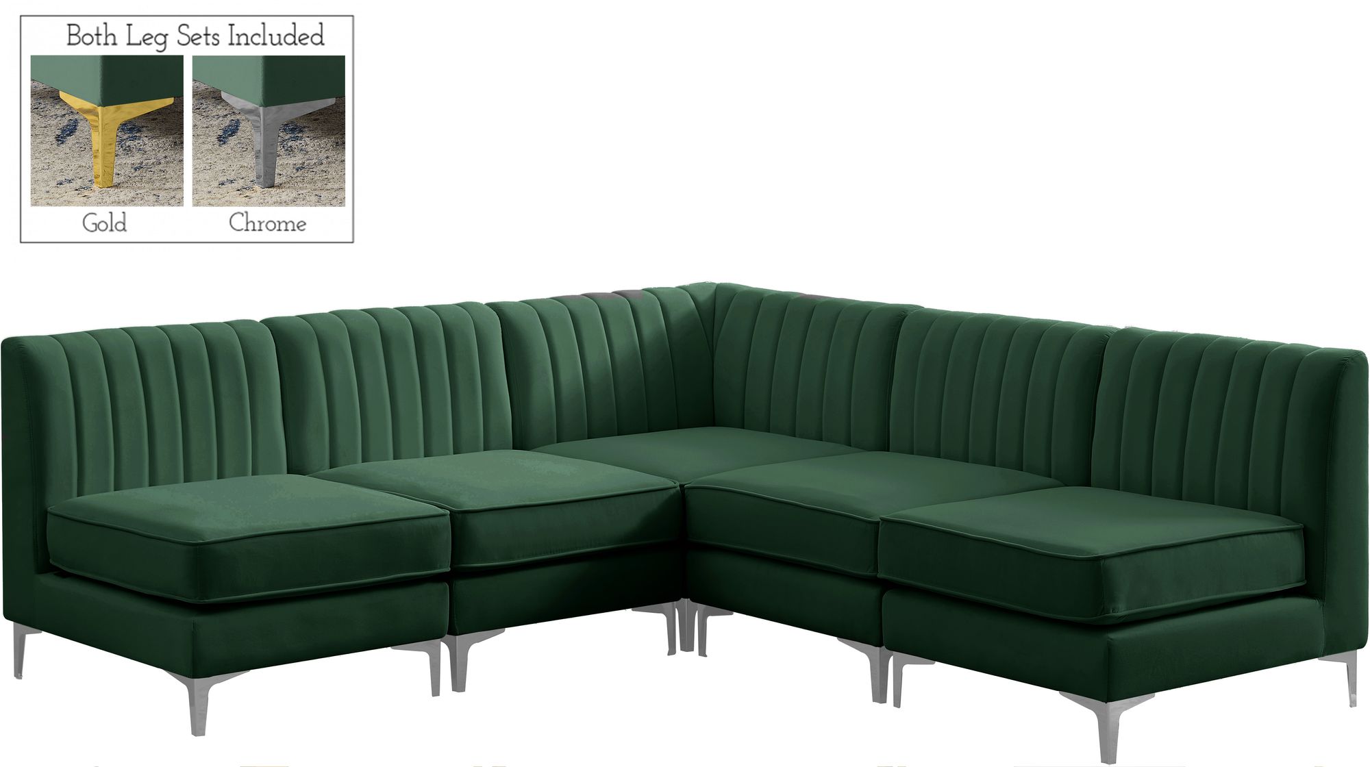 Alina 85.5" 5-Piece Velvet Modular Sectional