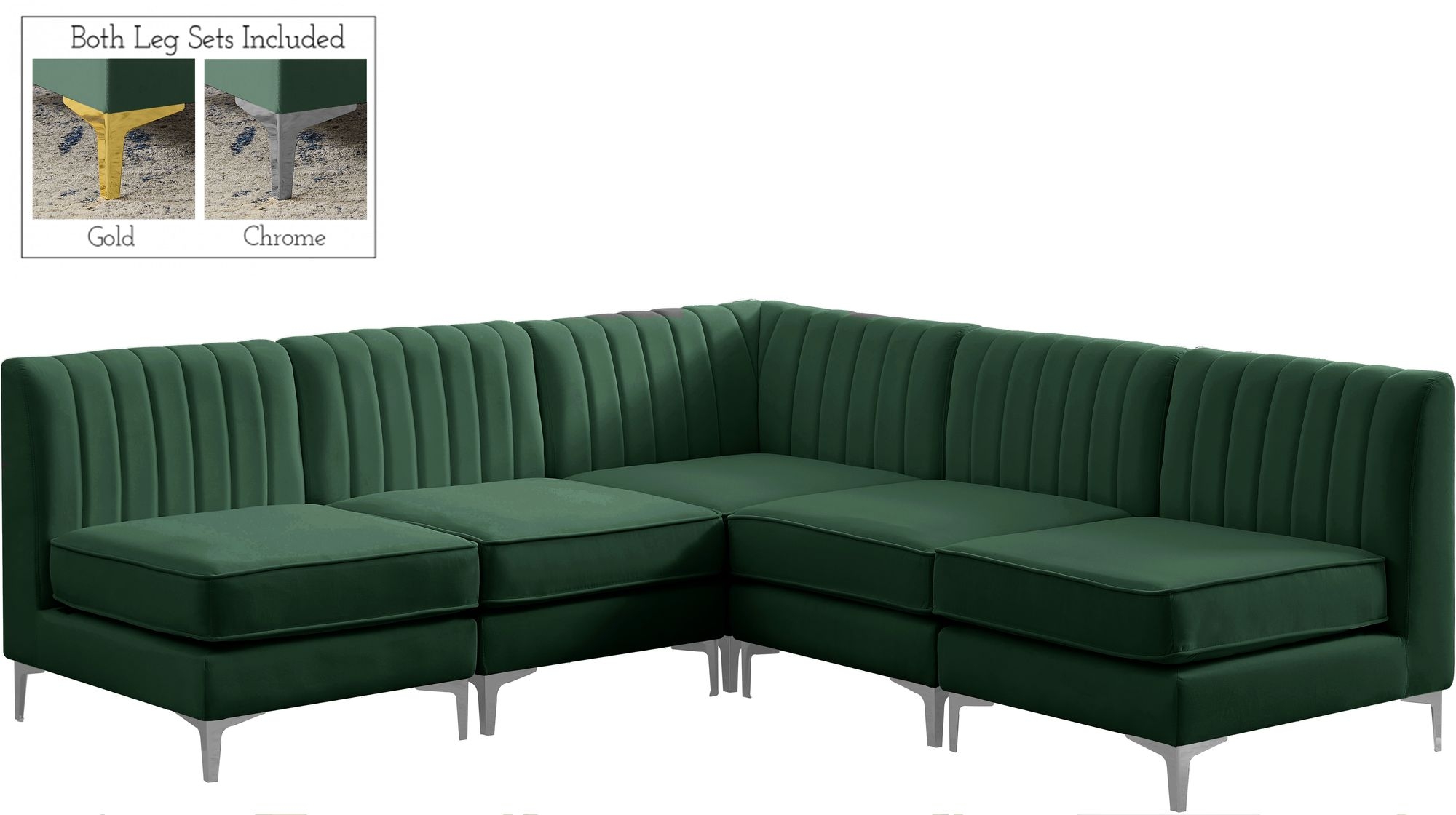Alina 85.5" 5-Piece Velvet Modular Sectional
