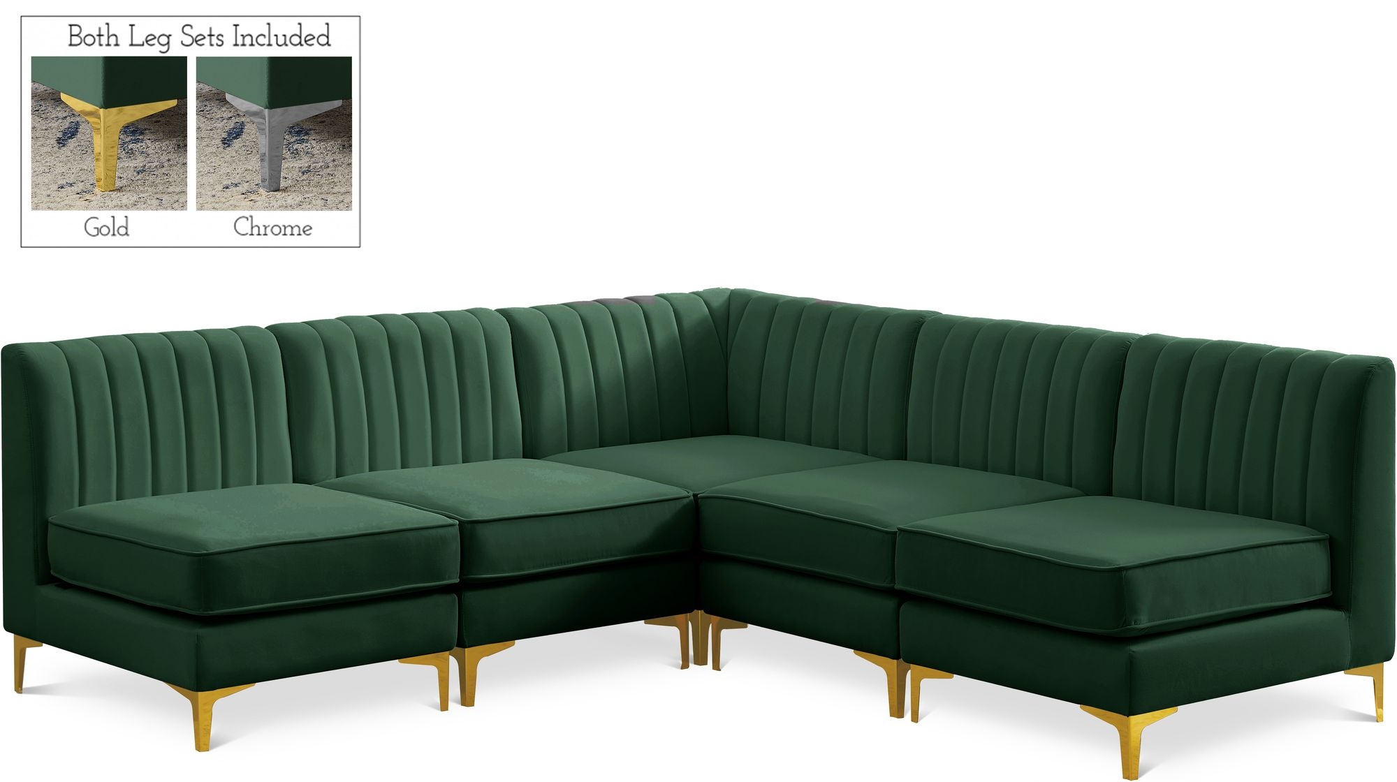 Alina 85.5" 5-Piece Velvet Modular Sectional