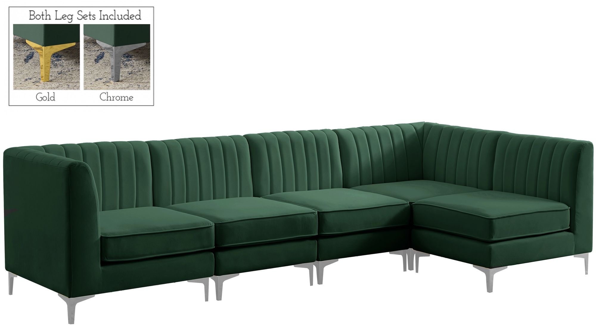 Alina 119" 5-Piece Velvet Modular Sectional