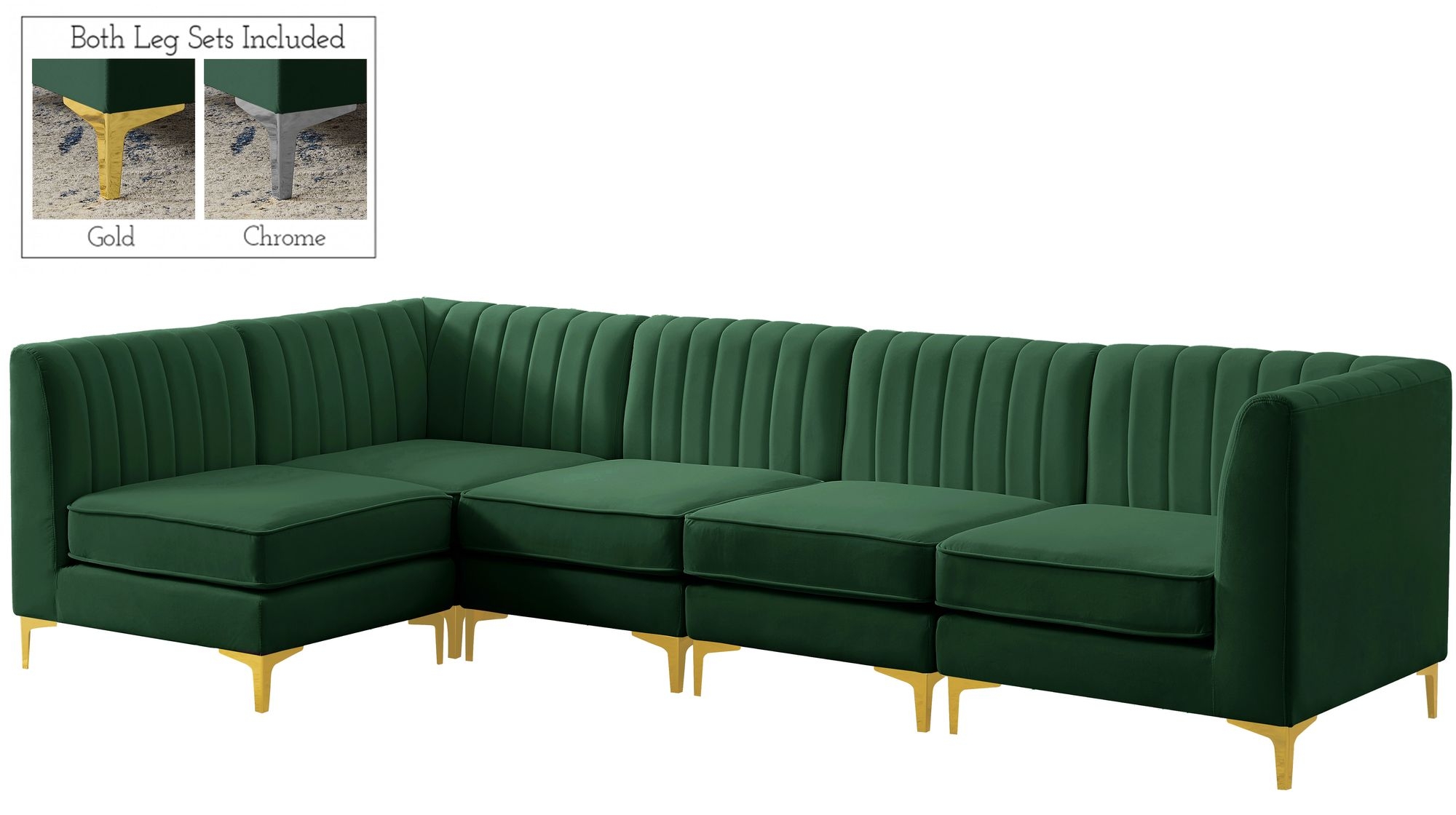 Alina 119" 5-Piece Velvet Modular Sectional