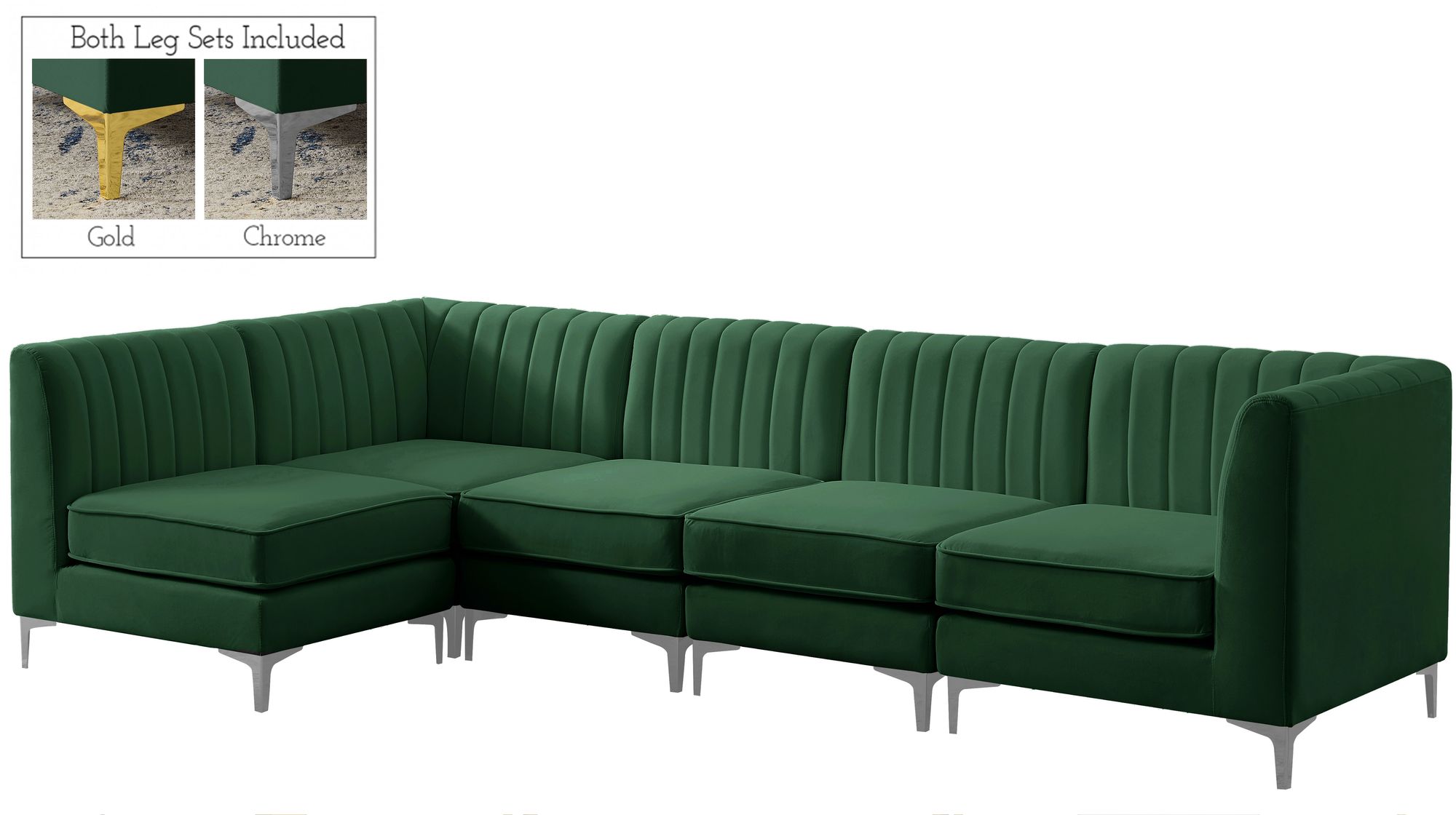 Alina 119" 5-Piece Velvet Modular Sectional