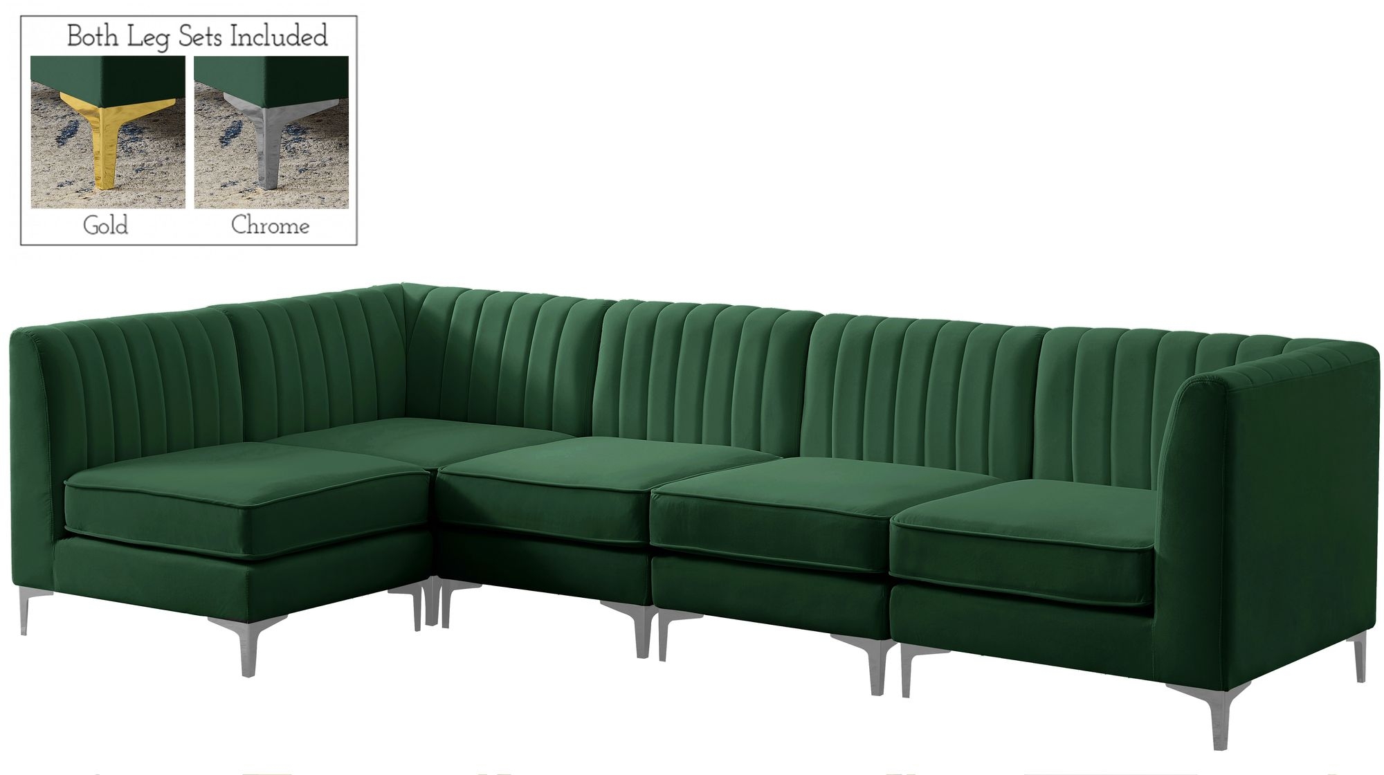 Alina 119" 5-Piece Velvet Modular Sectional