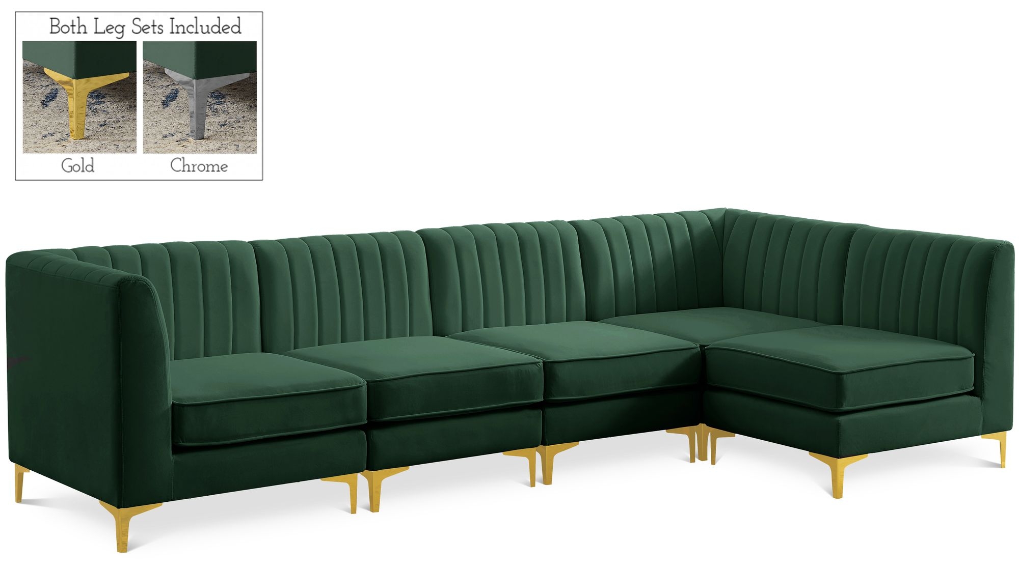 Alina 119" 5-Piece Velvet Modular Sectional