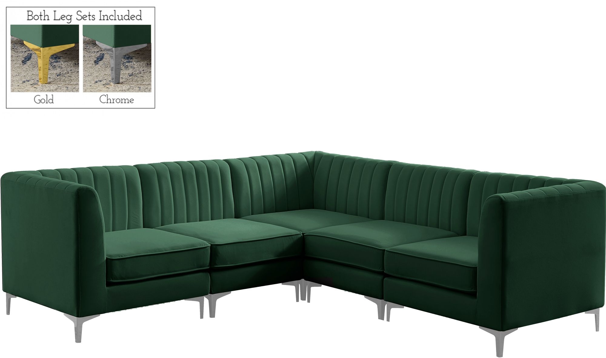 Alina 93" 5-Piece Velvet Modular Sectional