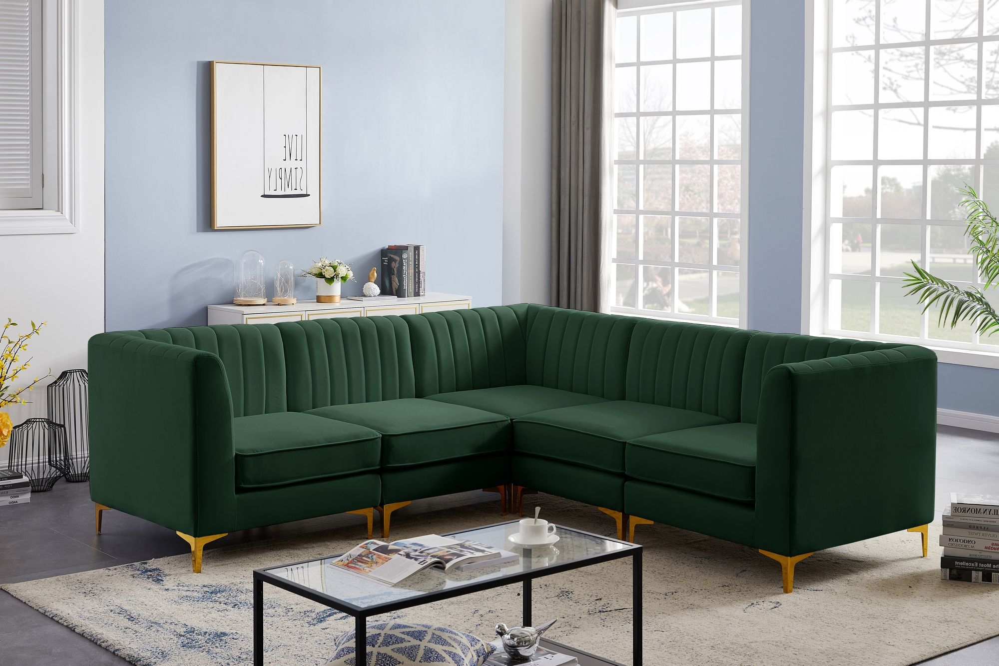 Alina 93" 5-Piece Velvet Modular Sectional
