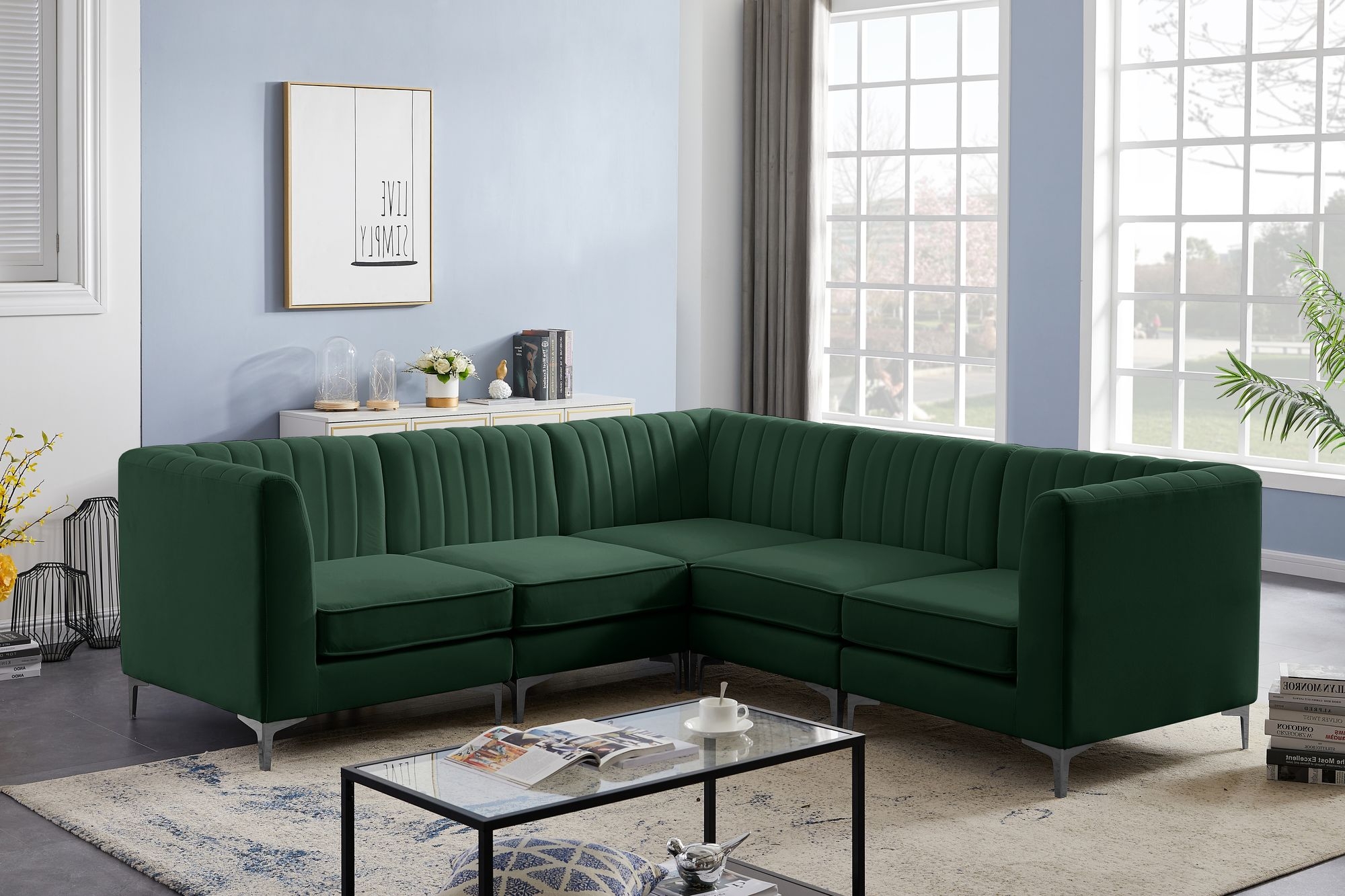 Alina 93" 5-Piece Velvet Modular Sectional