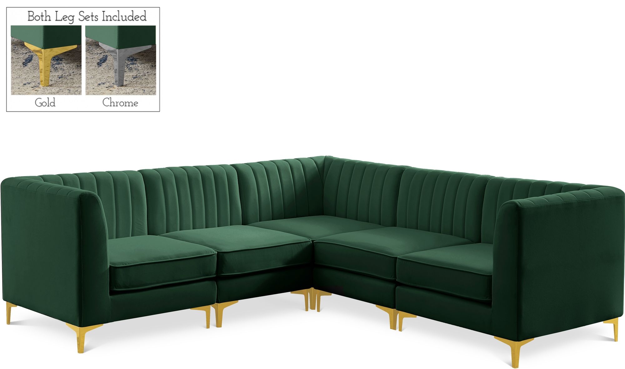 Alina 93" 5-Piece Velvet Modular Sectional